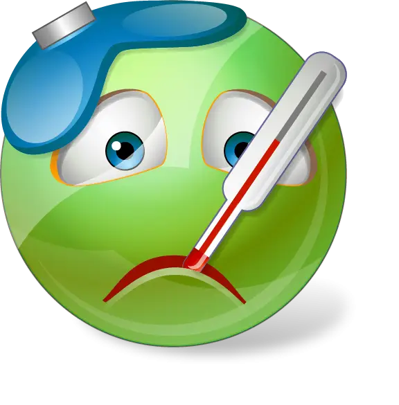 Sick Emoji with Thermometer and Ice Pack