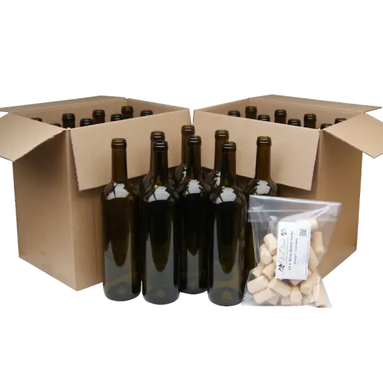 Box of Wine Bottles with Corks