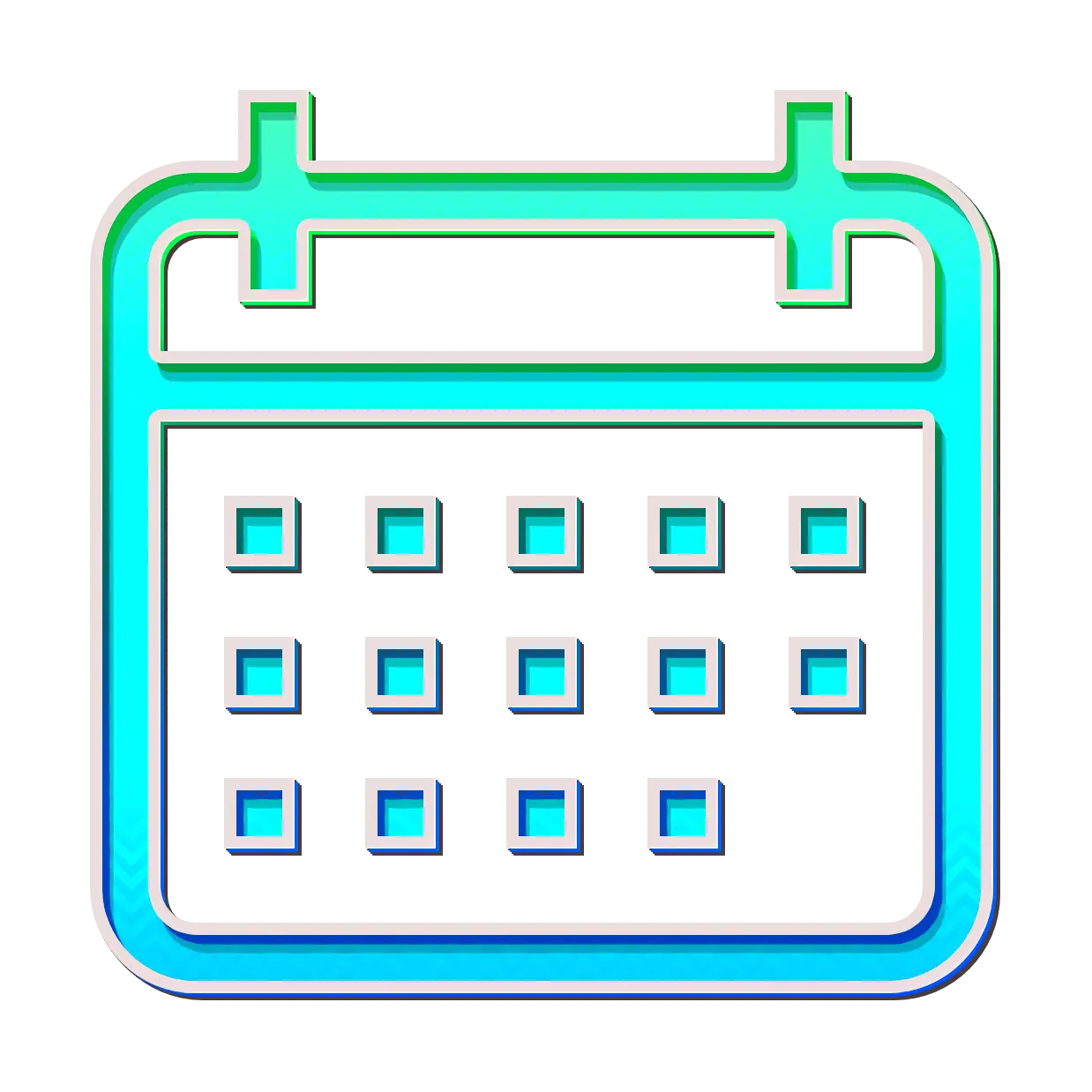 Calendar Icon with Gradient Blue and Green Design