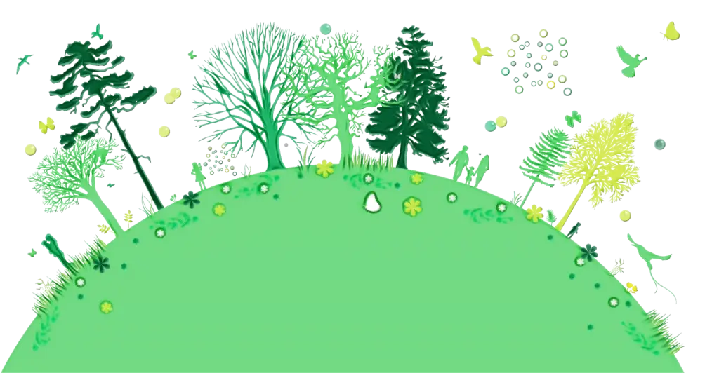 Tree and Hill Nature Panorama Illustration