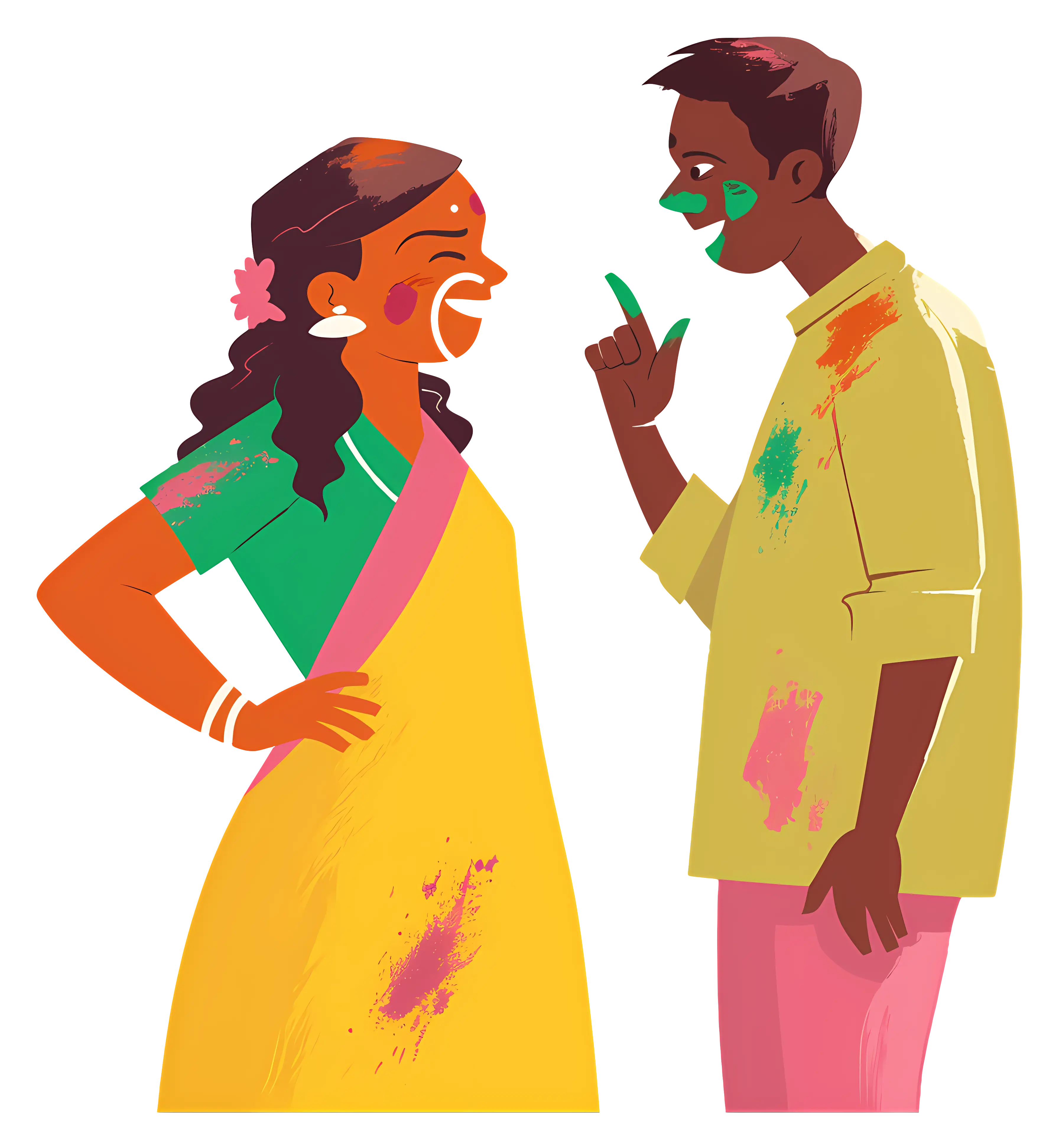 Colorful Couple Celebrating Holi