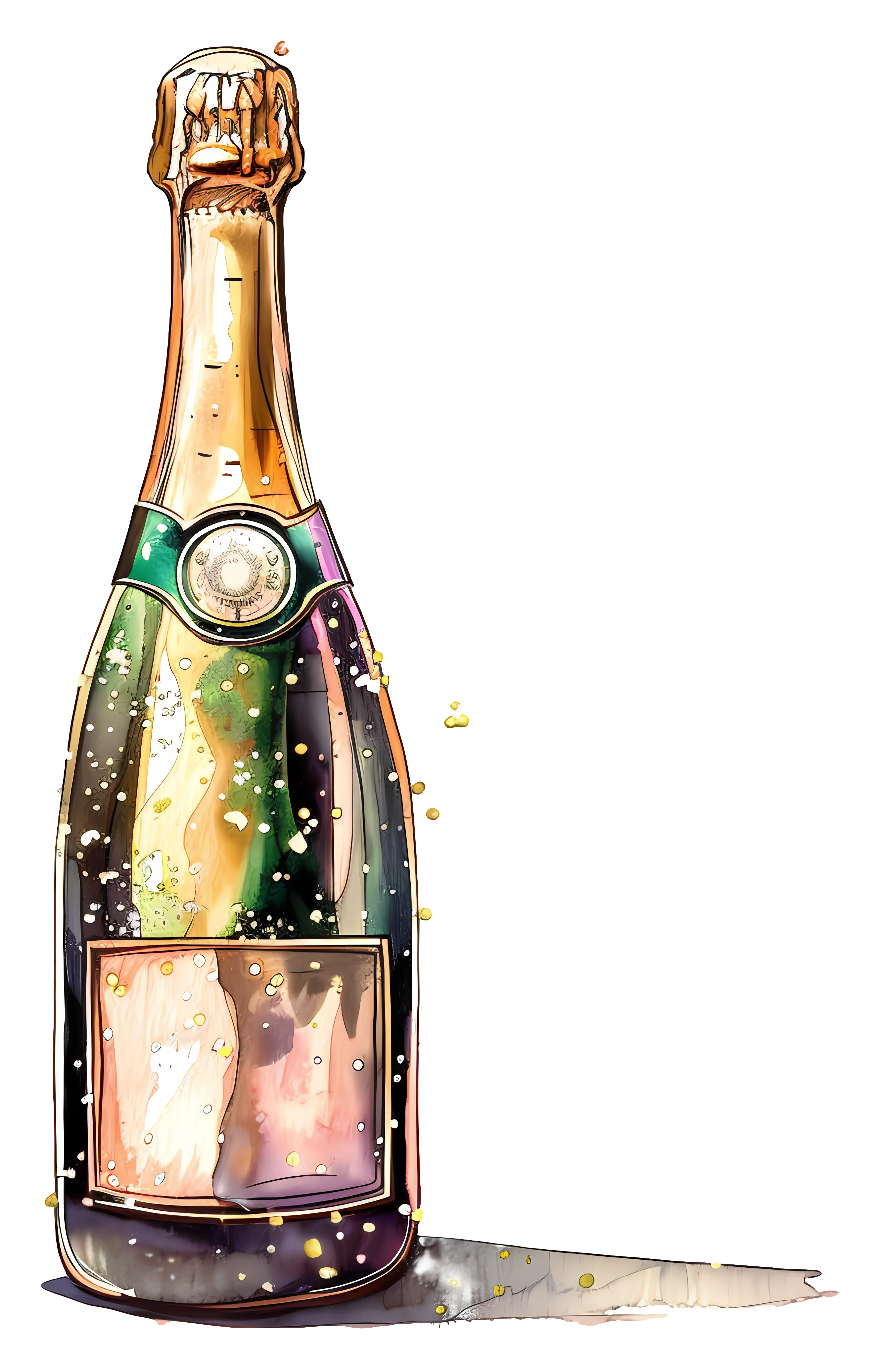 Champagne Bottle Illustration for Celebrations