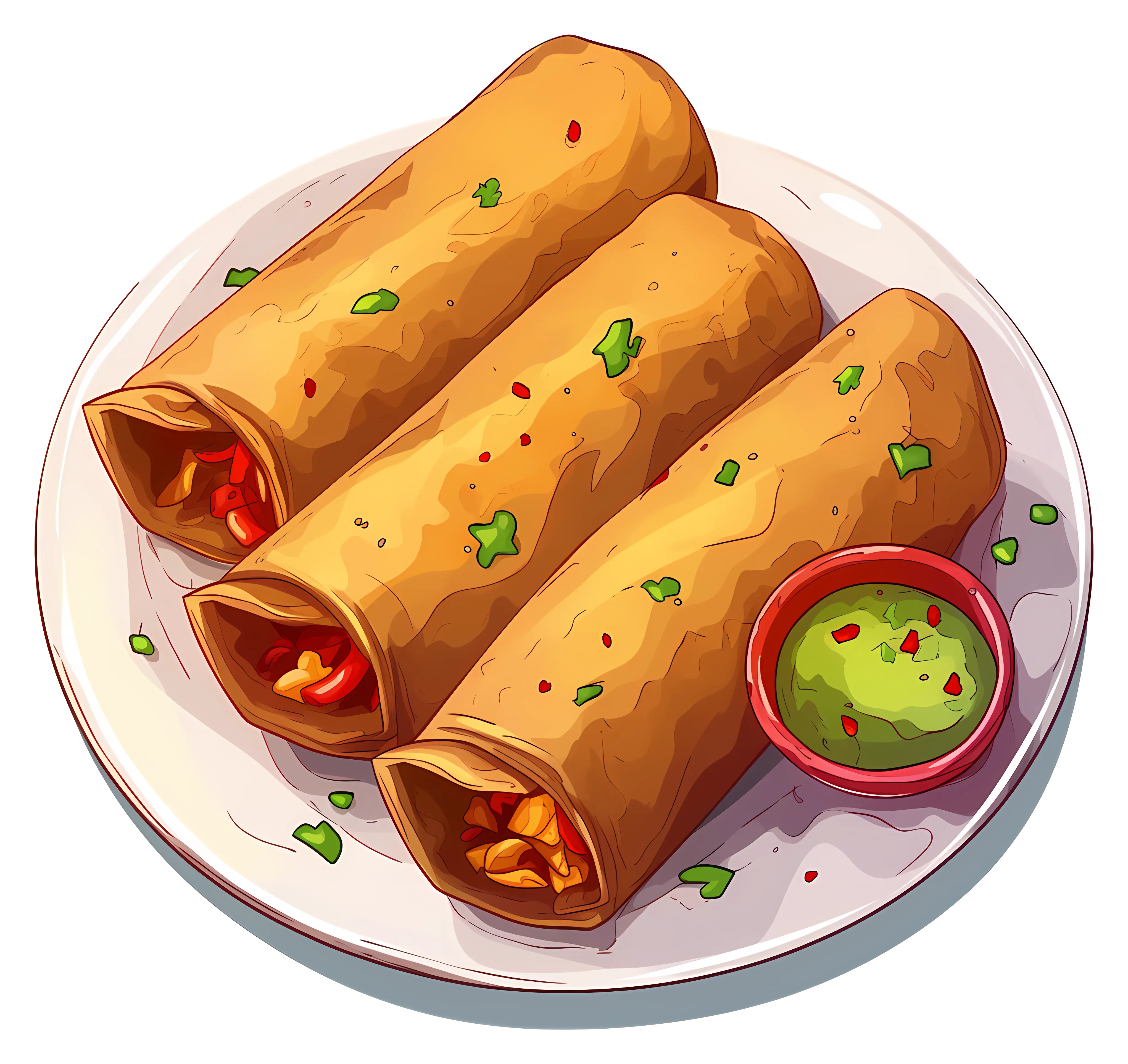 Golden Rolled Tacos with Guacamole