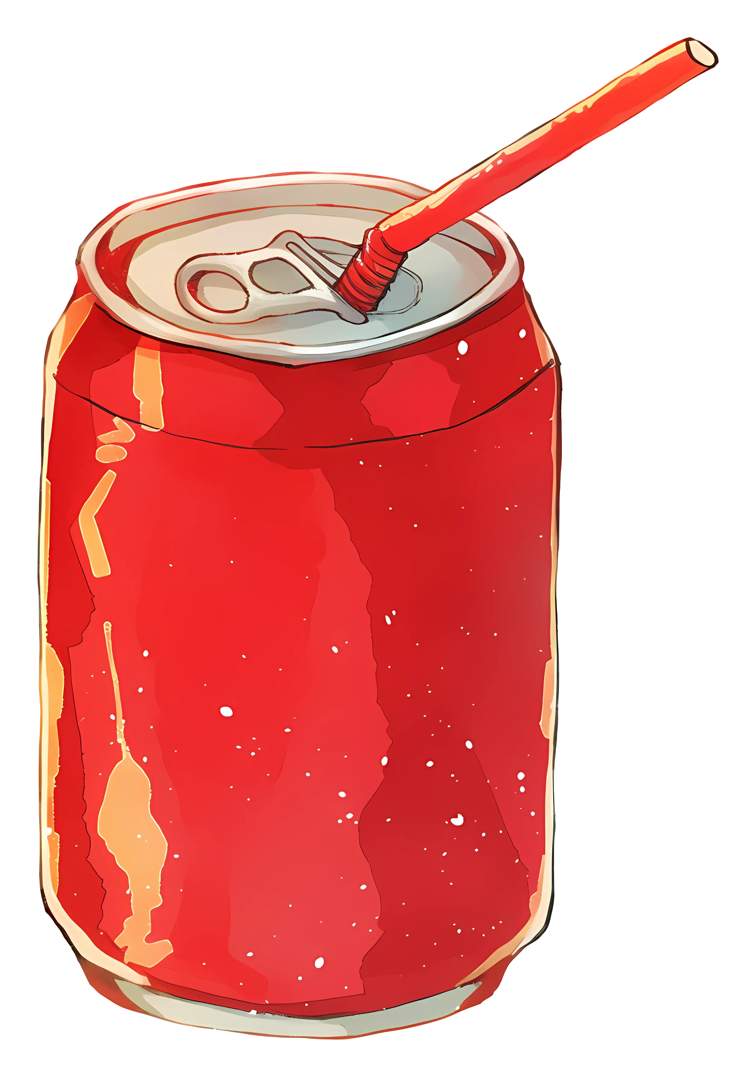 Red Soda Can with a Straw Illustration