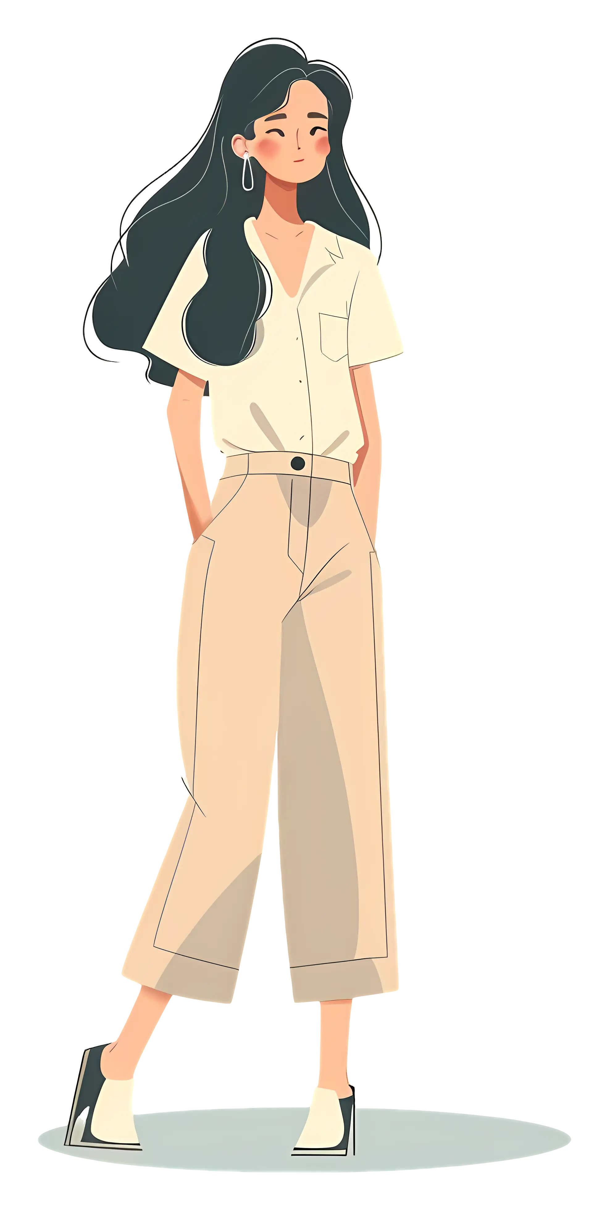 Illustration of a Woman in Casual Chic Outfit