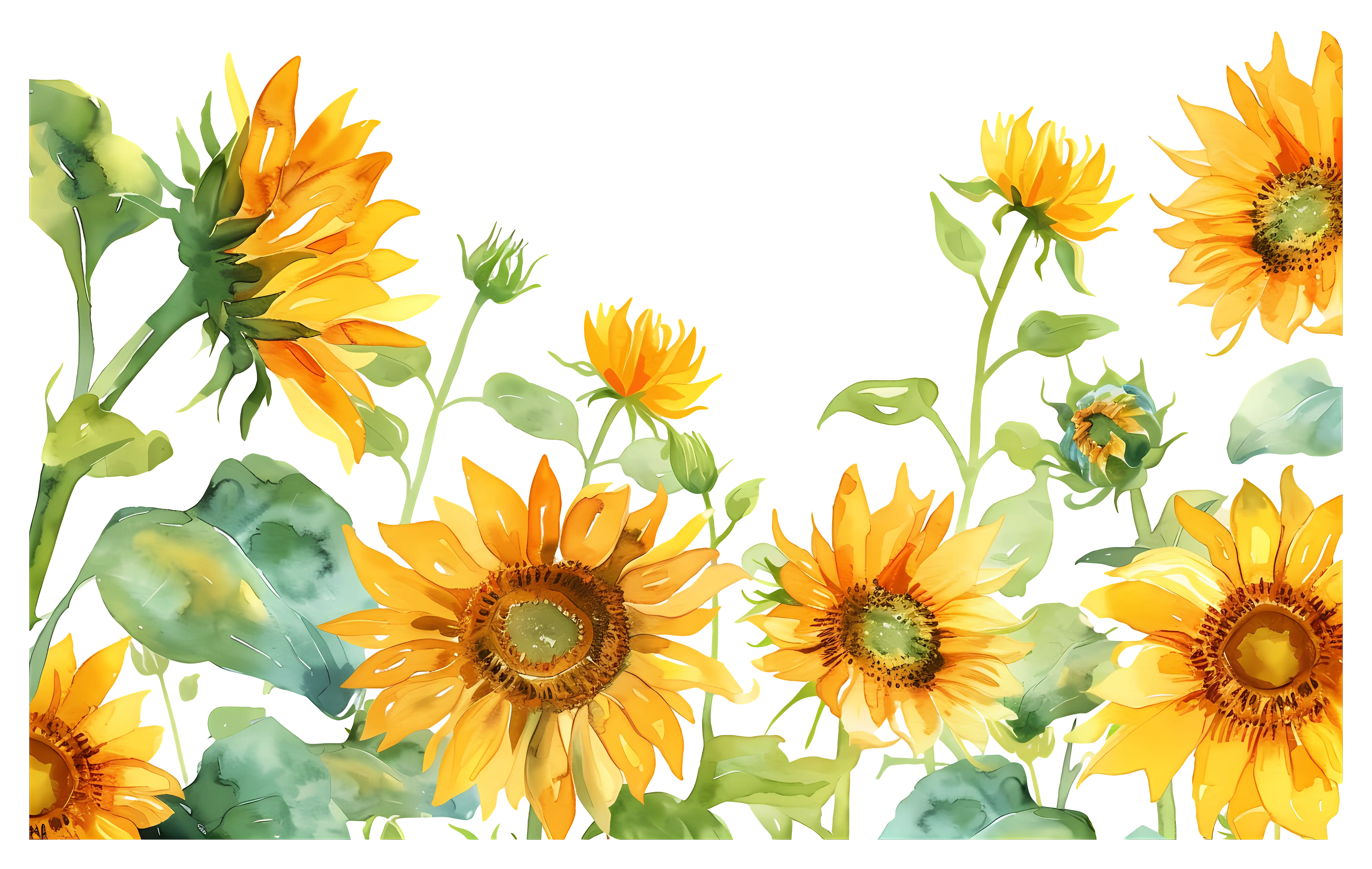 Yellow Sunflowers Illustration in Bloom