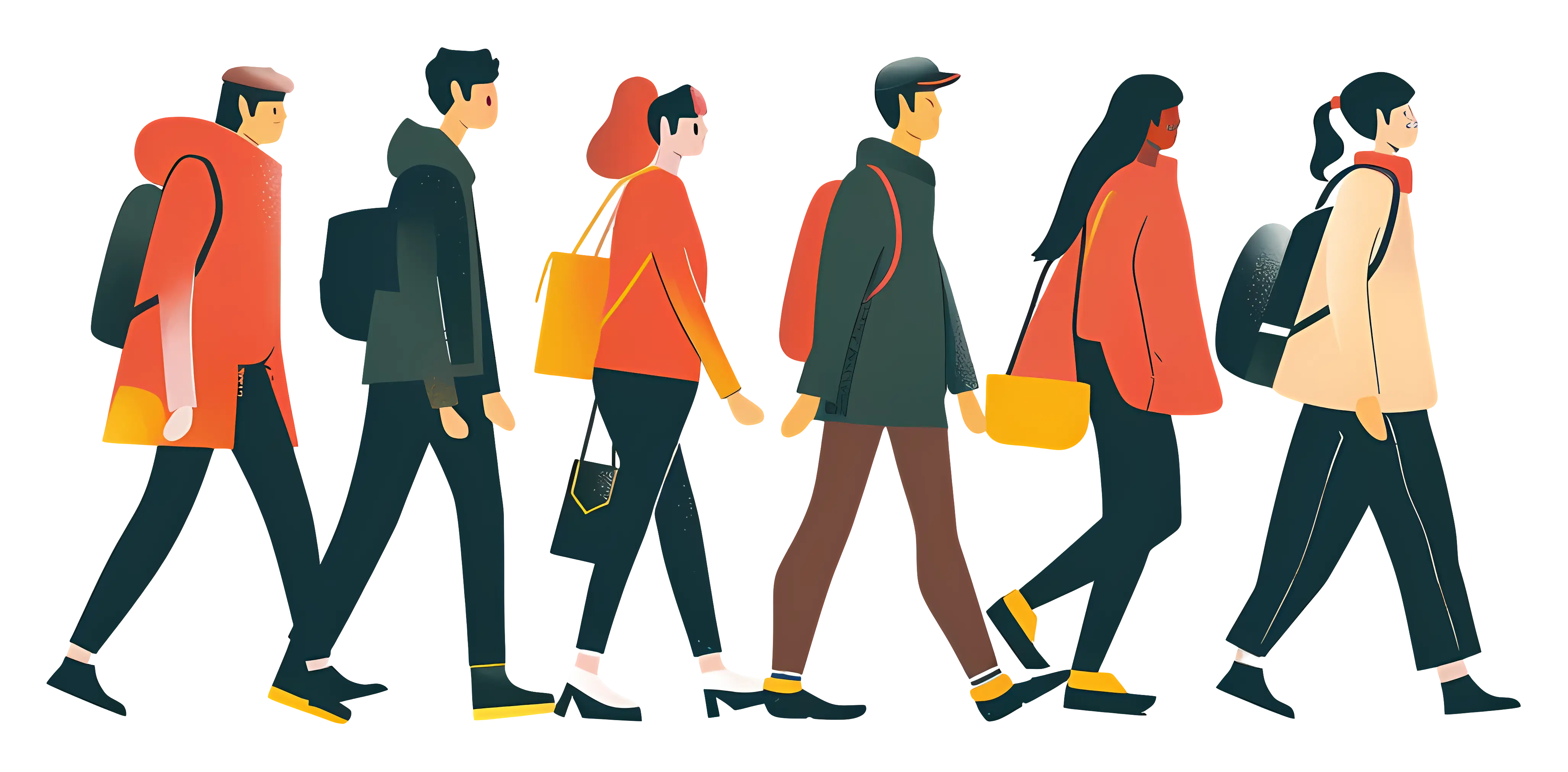 Diverse Group of People Walking Together