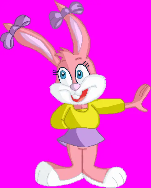 Smiling Pink Cartoon Bunny with Bows