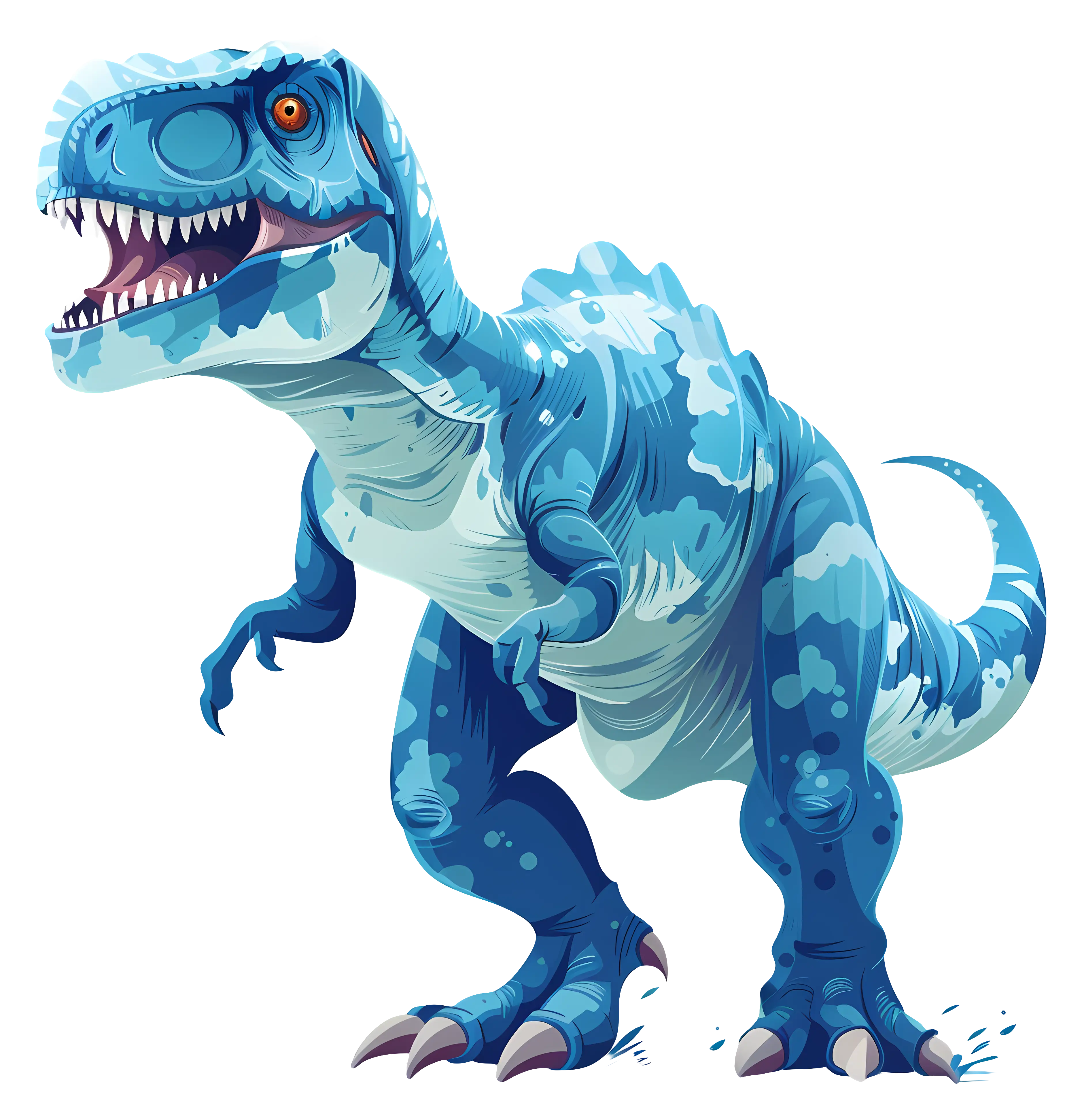 Cartoon Blue Dinosaur Illustration for Kids