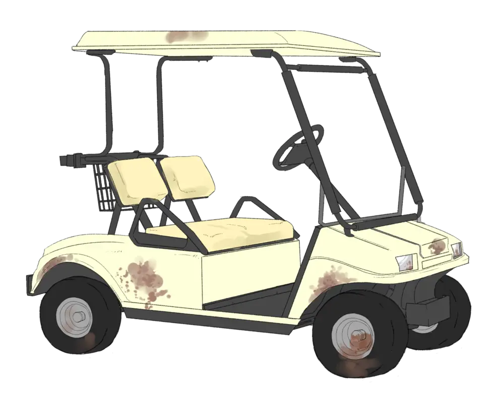 Old and Dirty Golf Cart Illustration