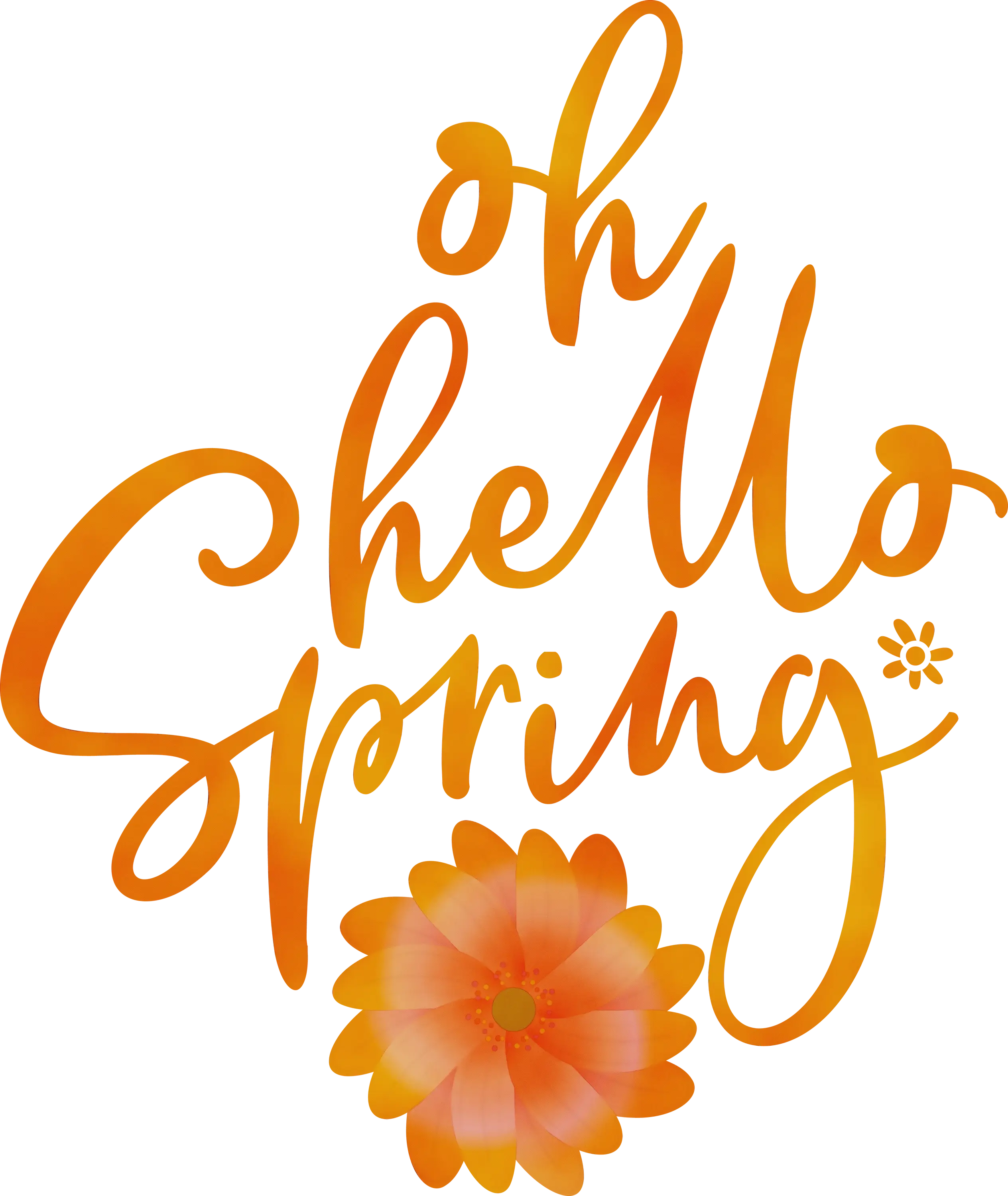 Oh Hello Spring with Orange Floral Design