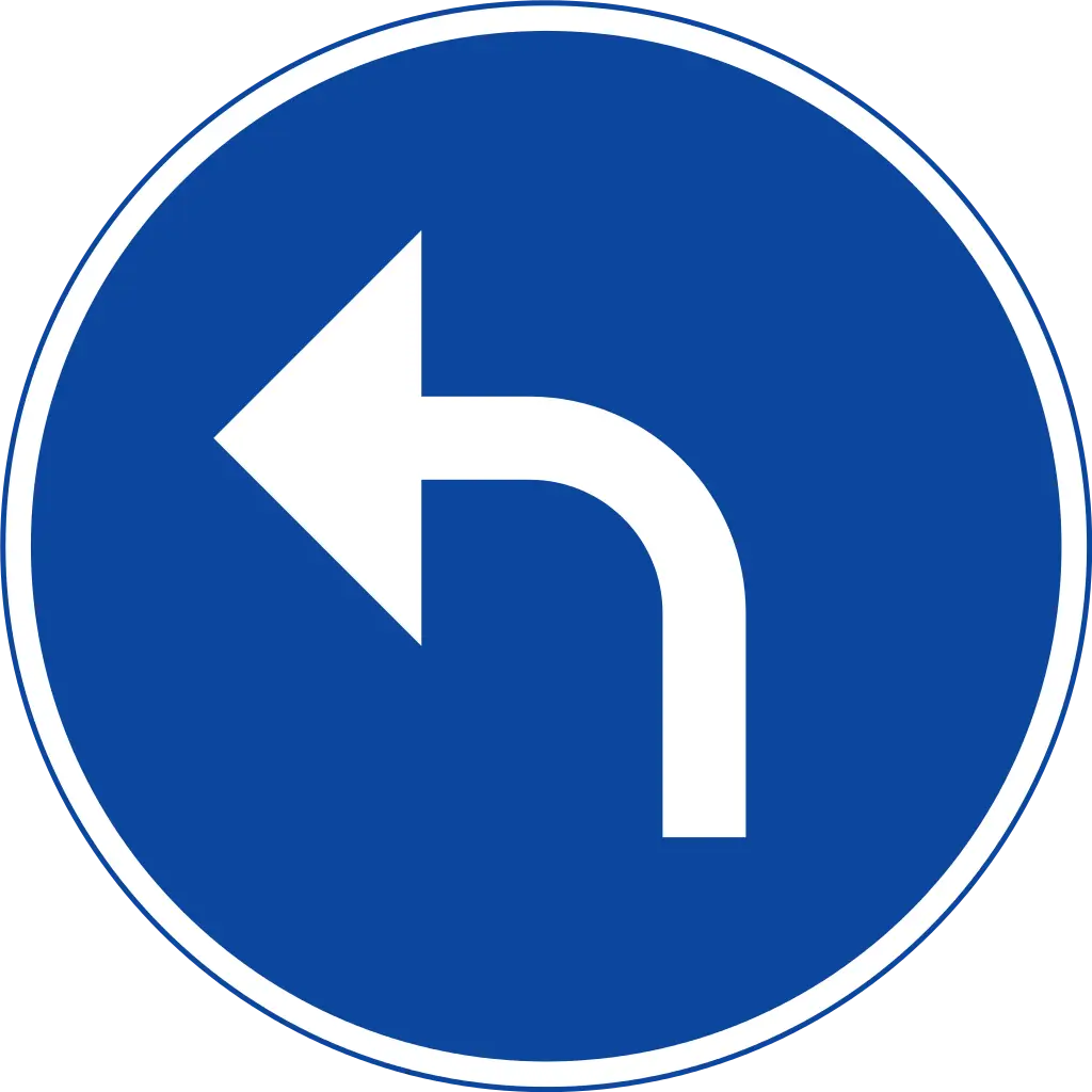 Mandatory Left-Turn Traffic Sign