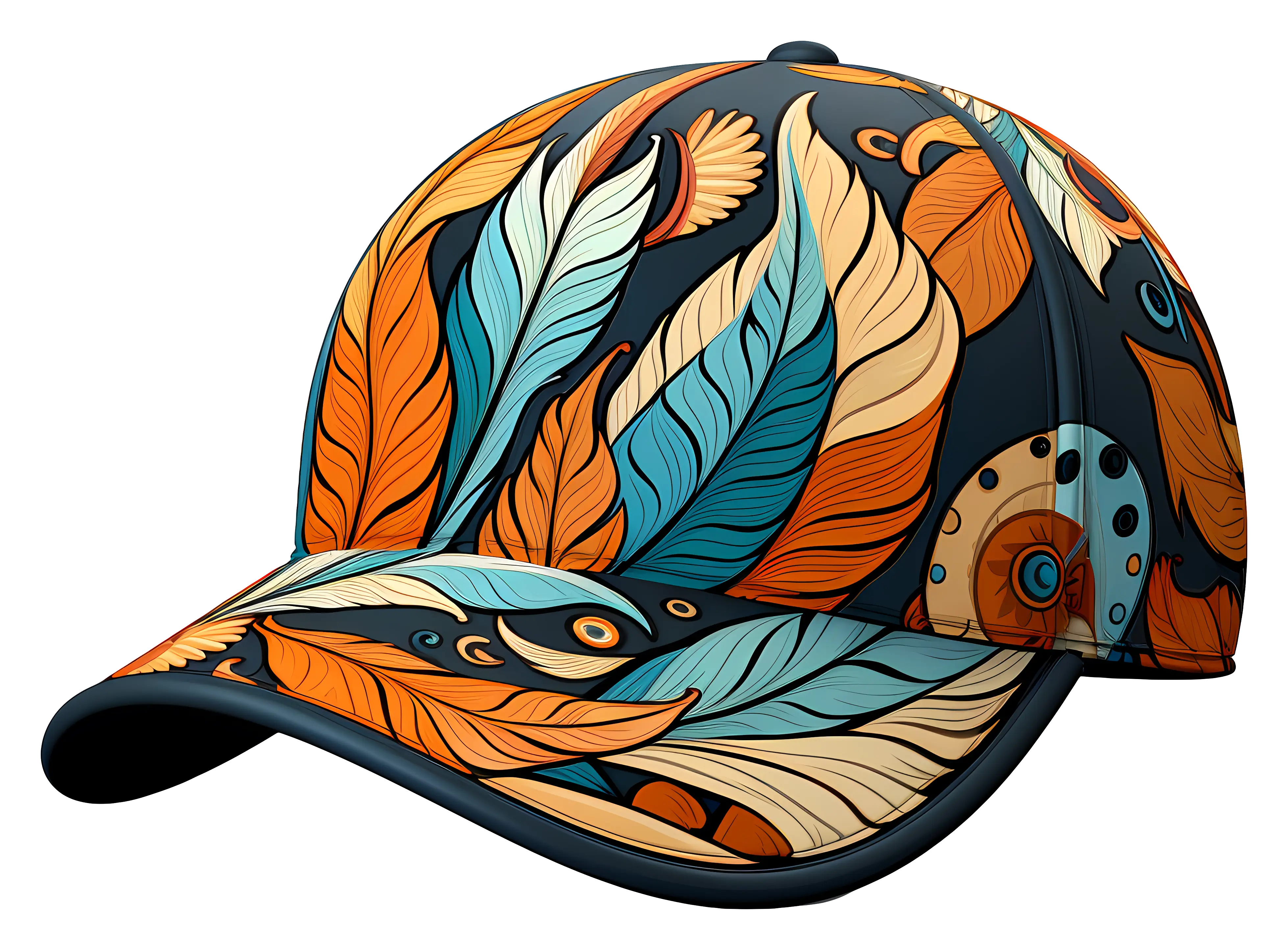 Colorful Feather Patterned Cap