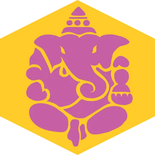Ganesha Symbol in Purple and Yellow