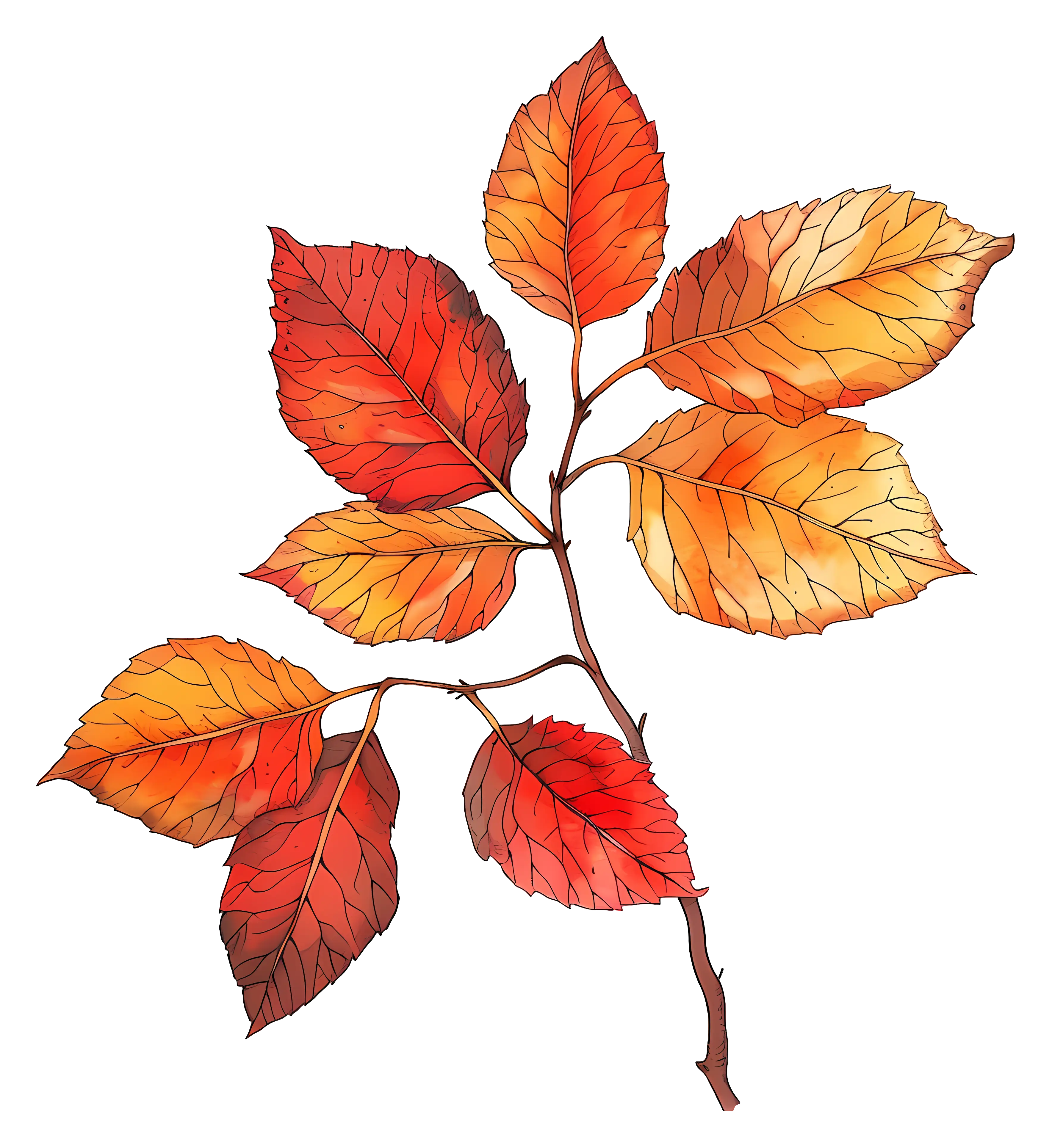 Autumn Leaves Branch Illustration