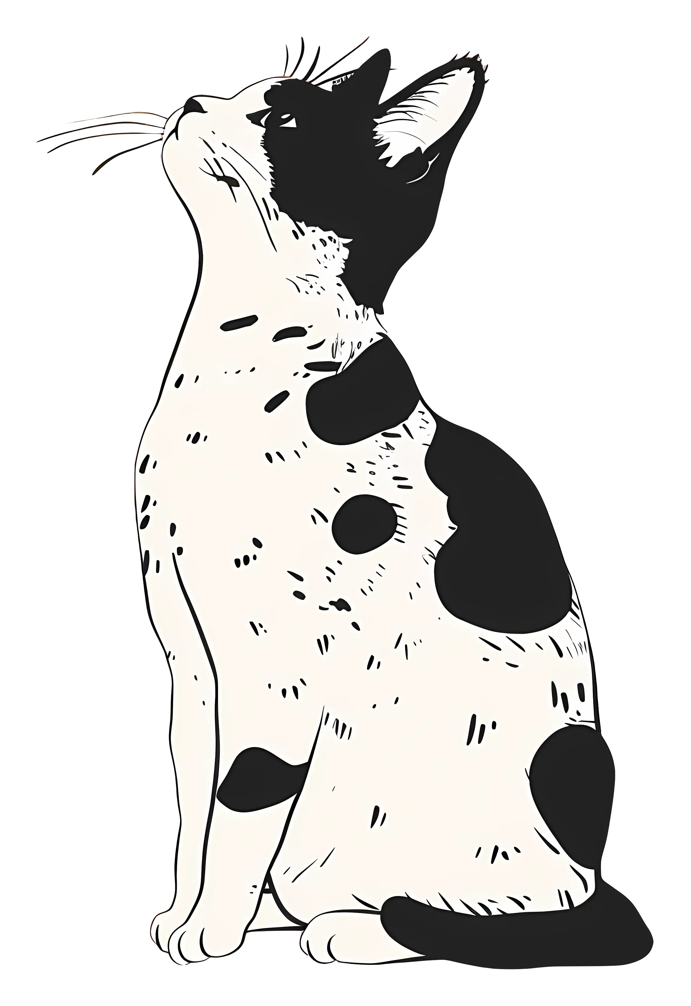 Black and White Cat Illustration