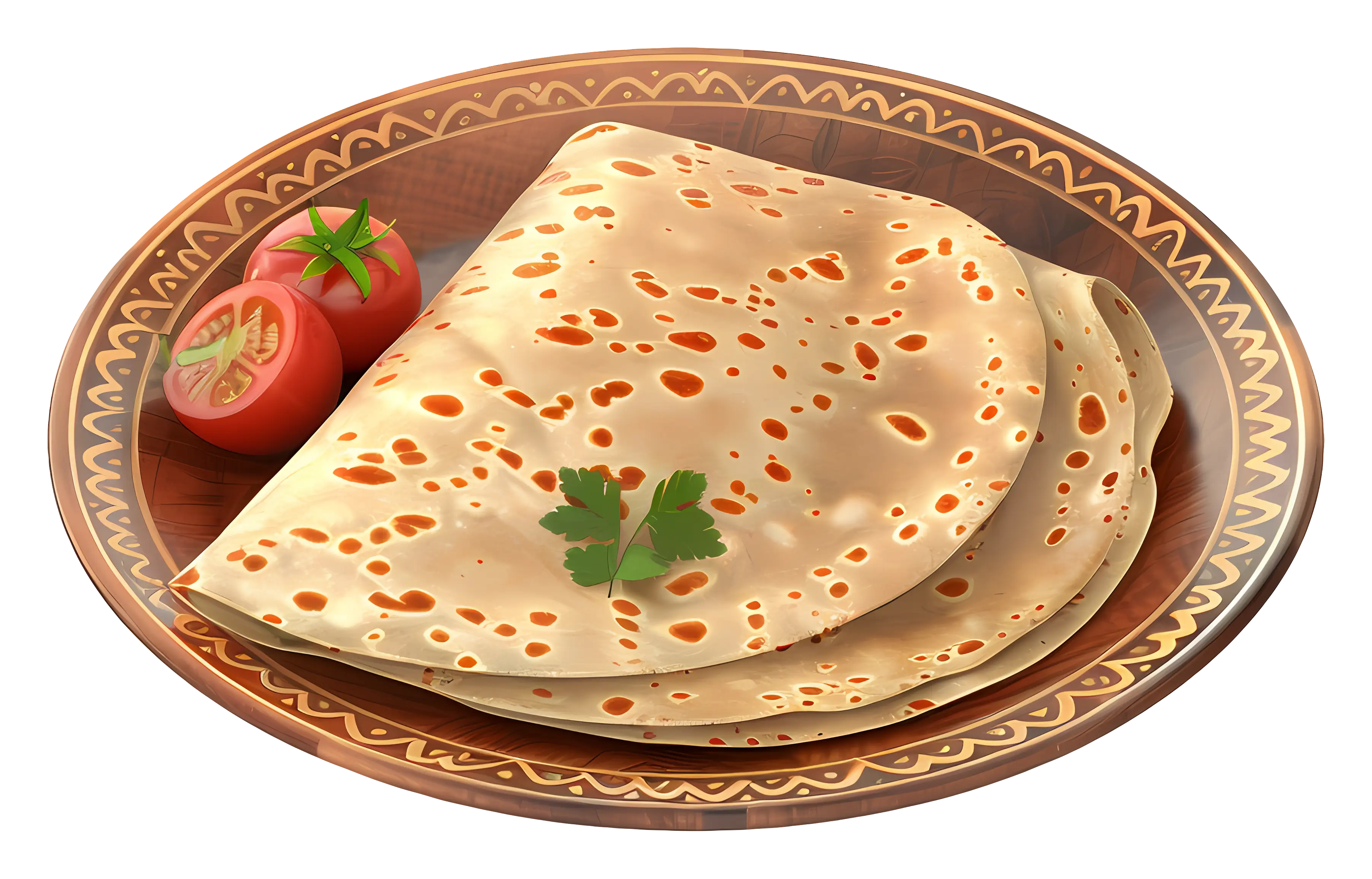 Indian Chapati with Tomato Garnish