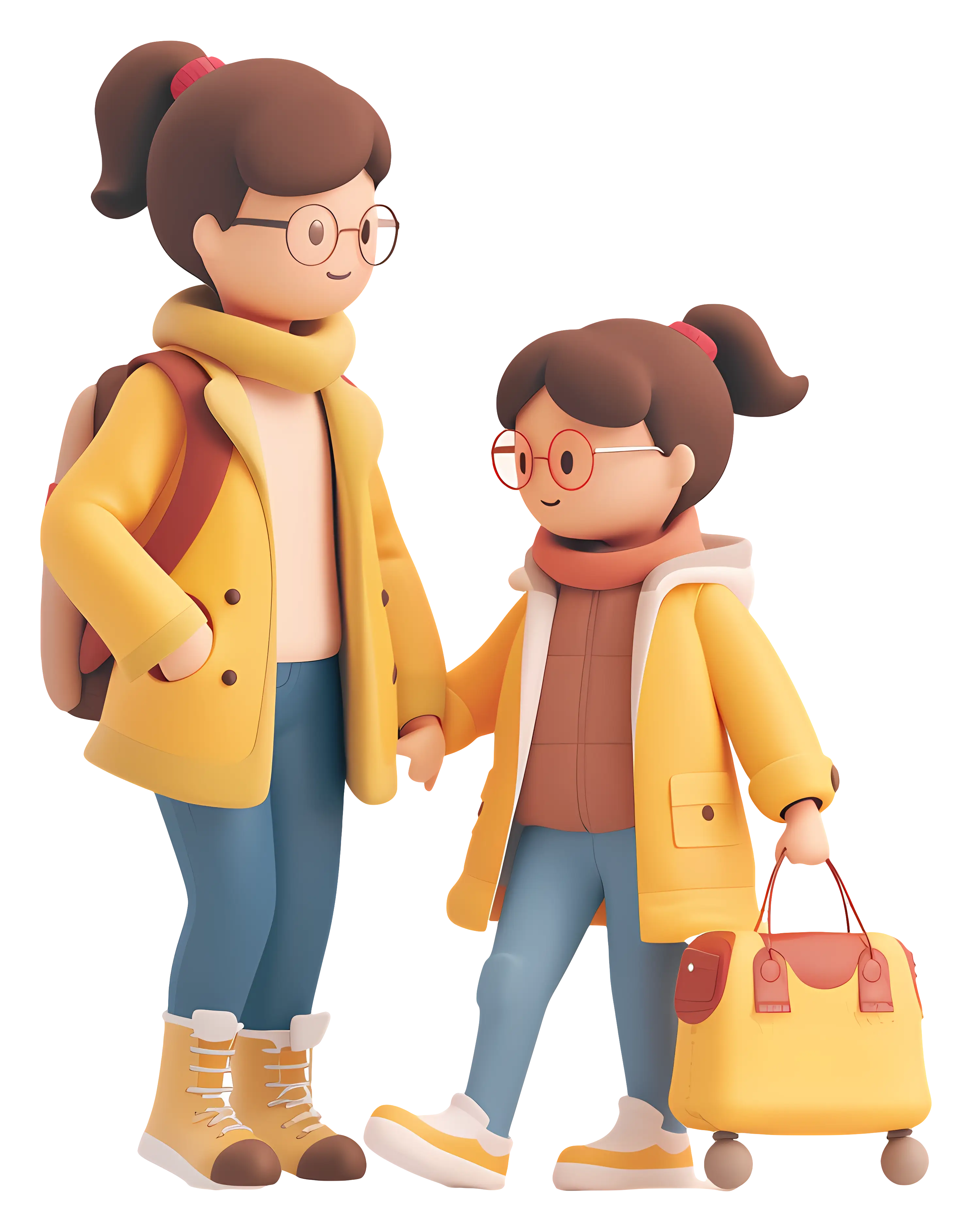Mother and Daughter in Yellow Coats