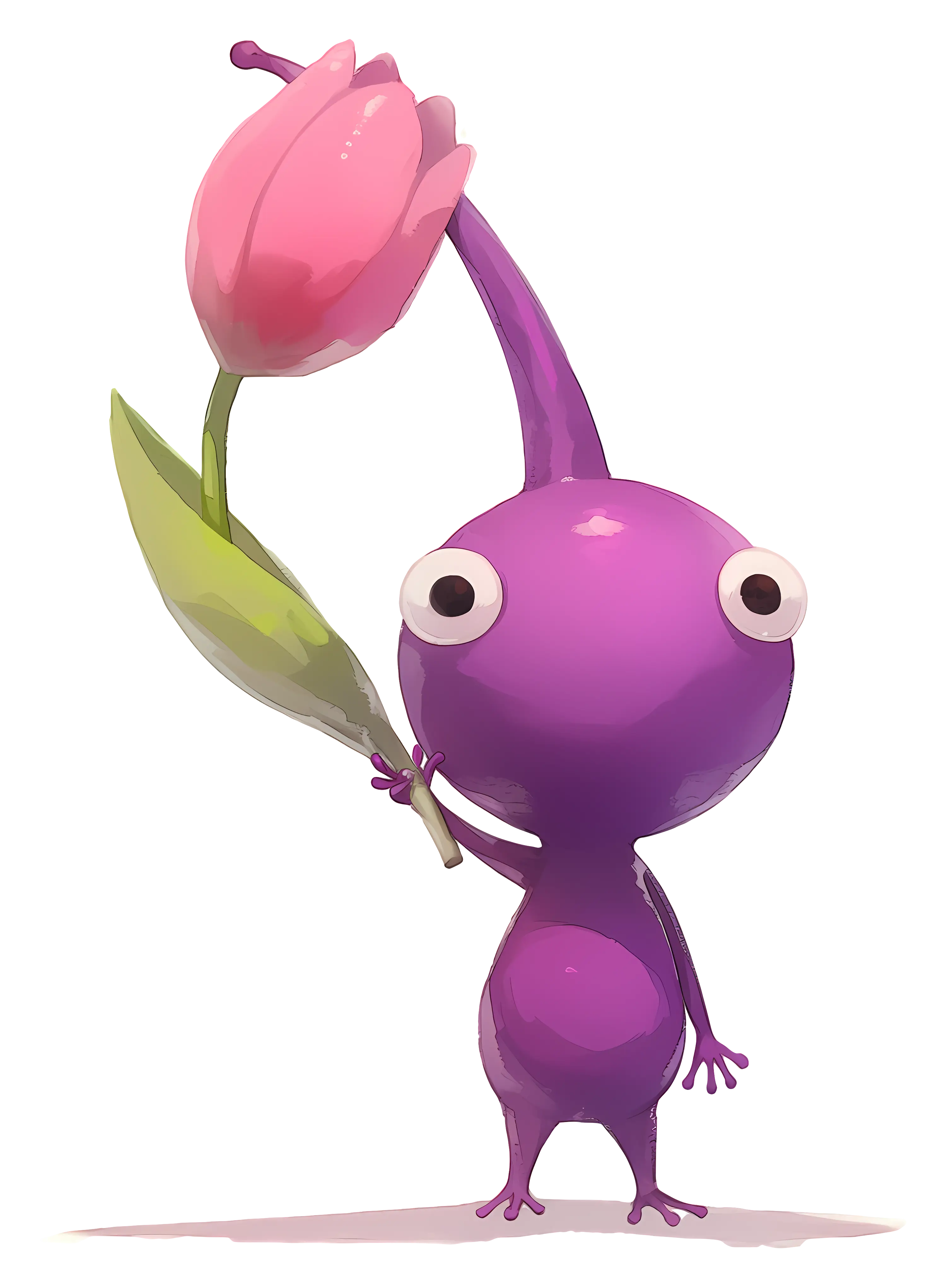 Purple Cartoon Creature with Flower