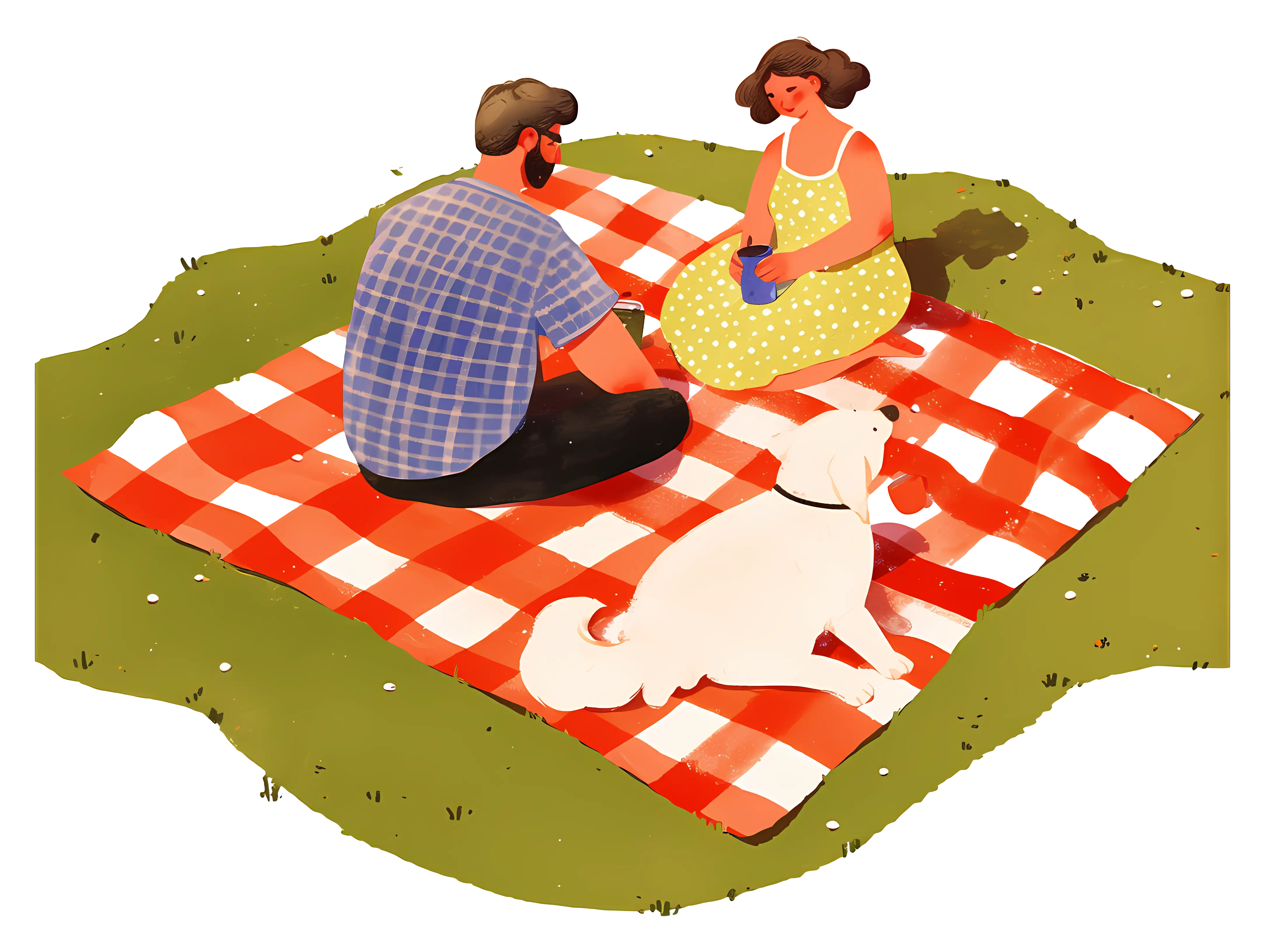 Couple Enjoying a Picnic with Dog