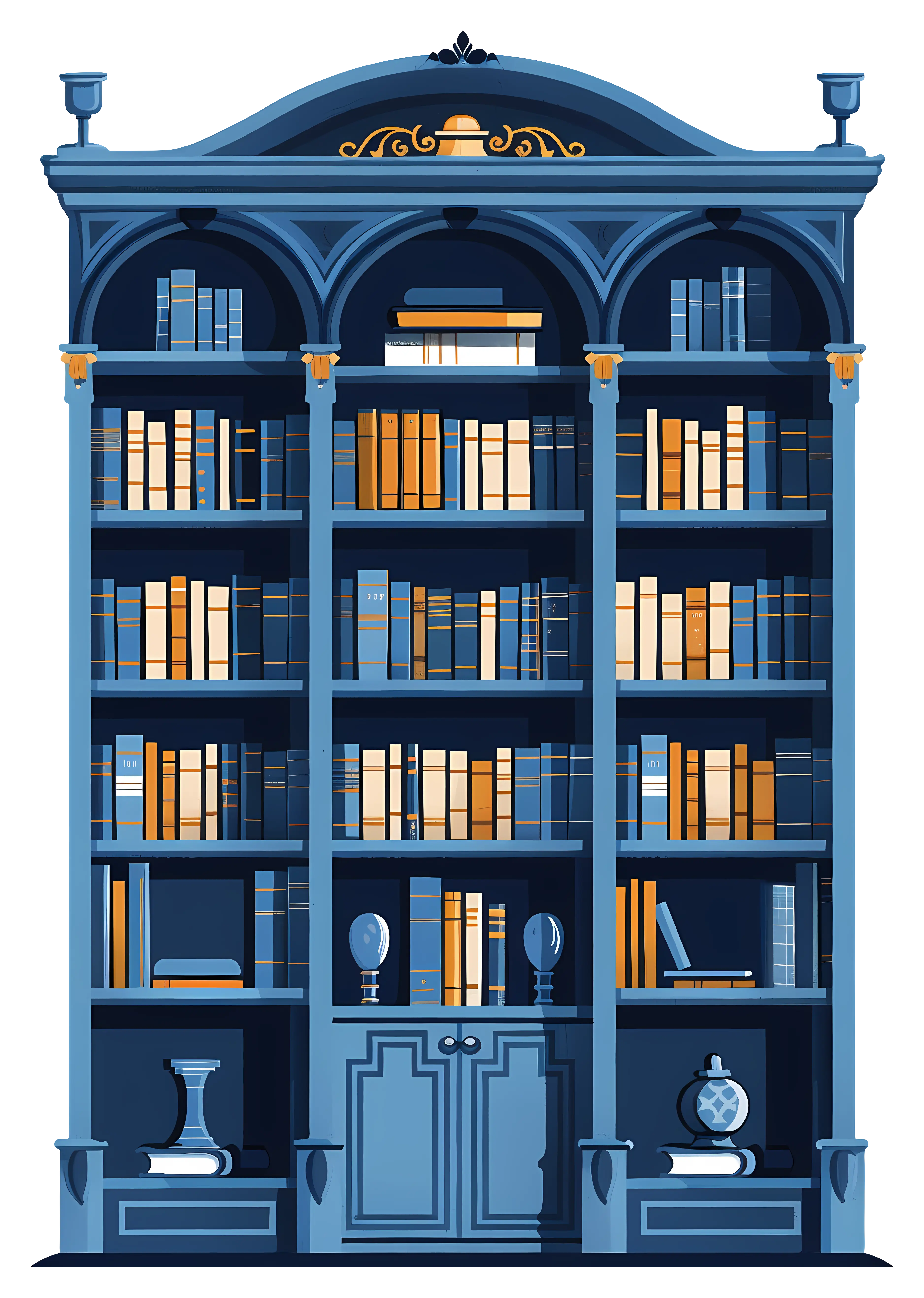 Elegant Blue Bookshelf