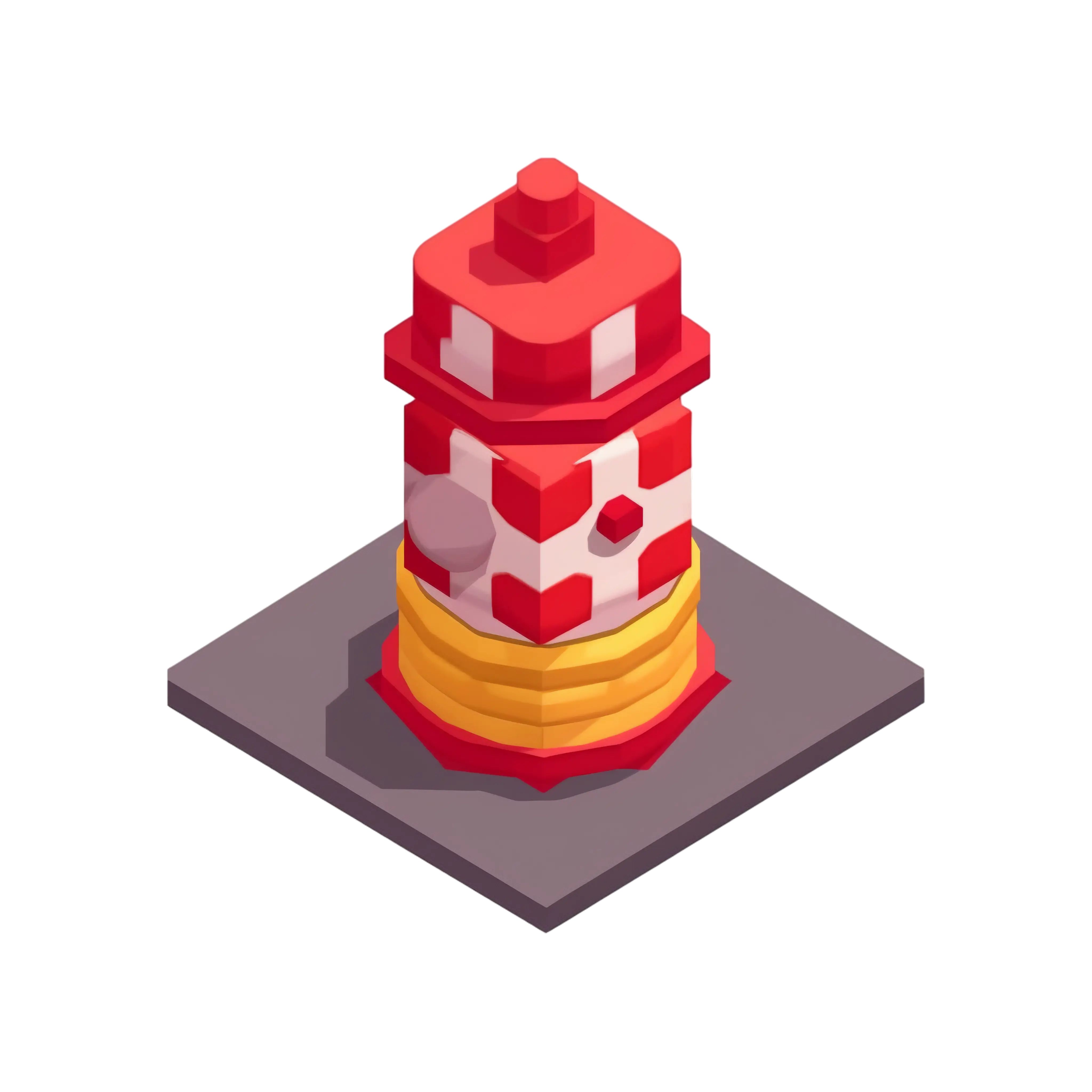 Red Lighthouse with Checker Pattern