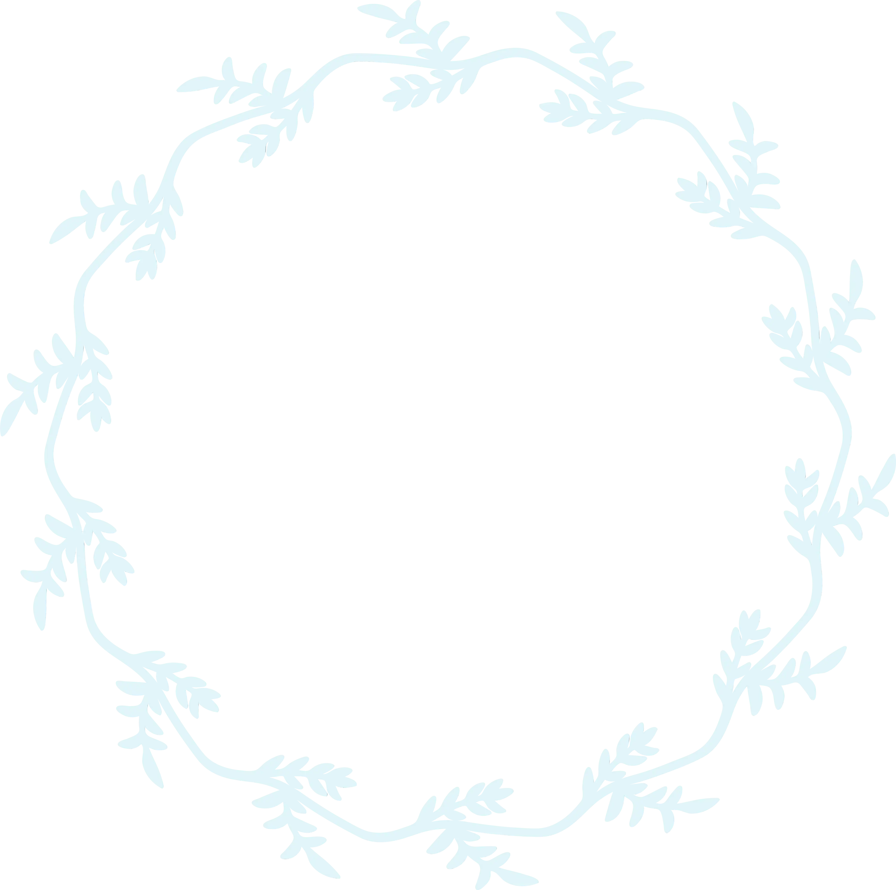 Light Blue Floral Circle Frame Decoration
