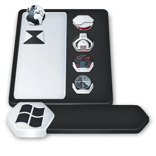Windows Icon with Globe and Hexagons