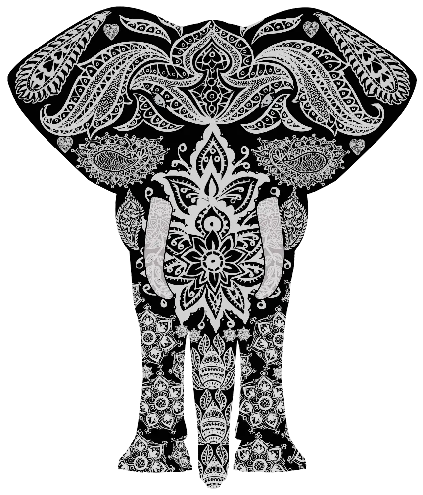 Ornamental Black and White Elephant Design