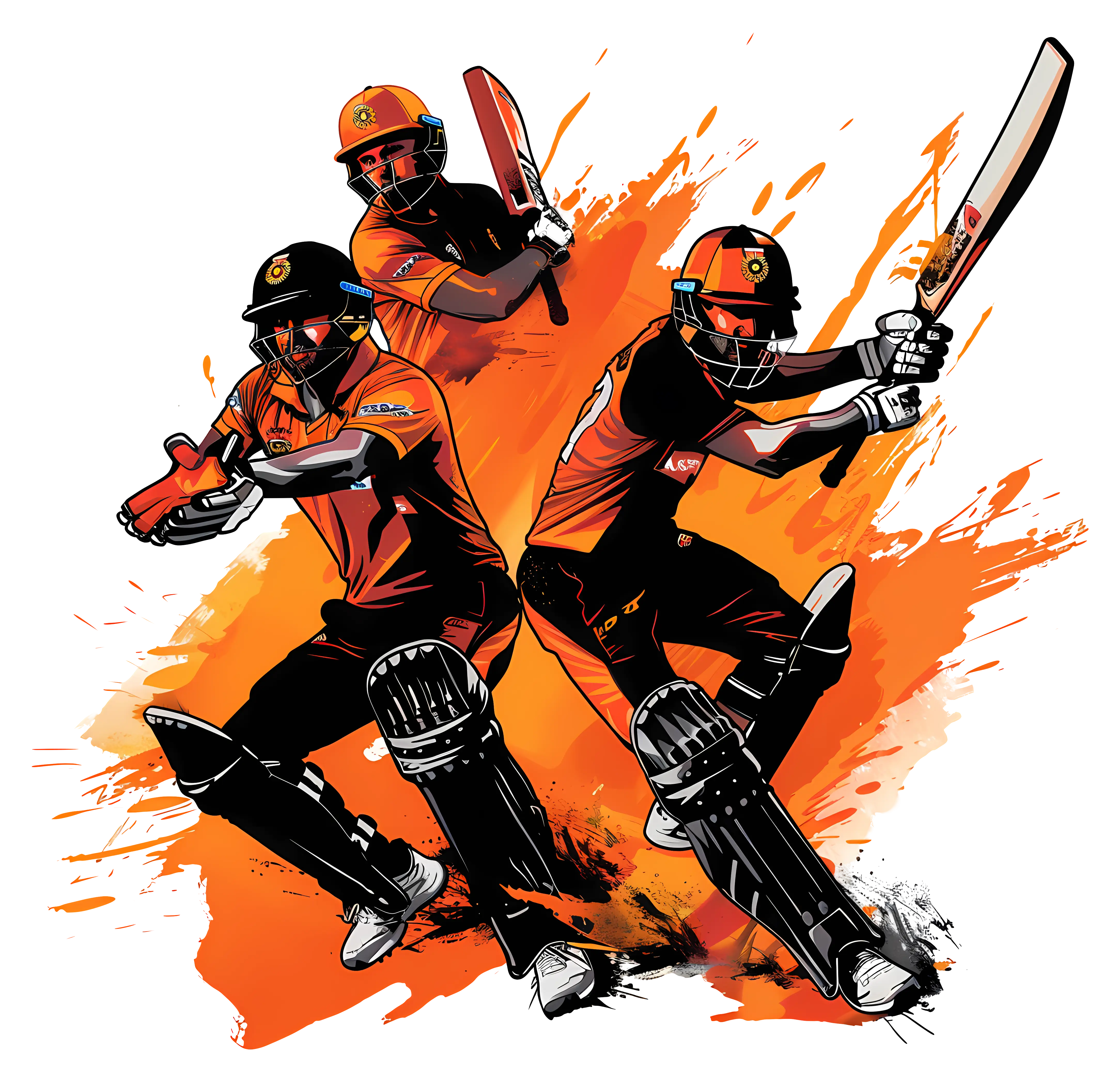 Cricket Players in Action