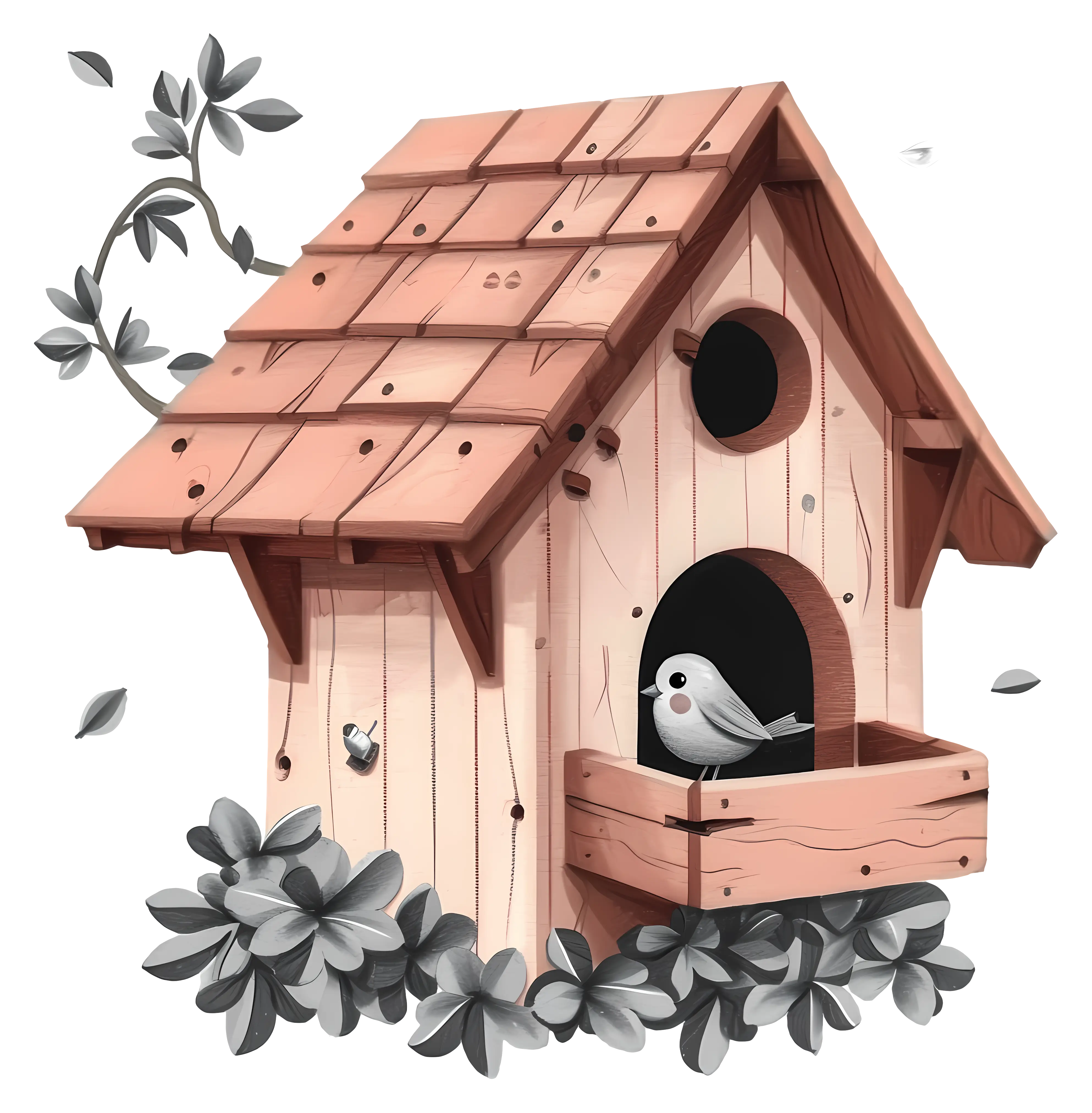 Small Cute Wooden Birdhouse