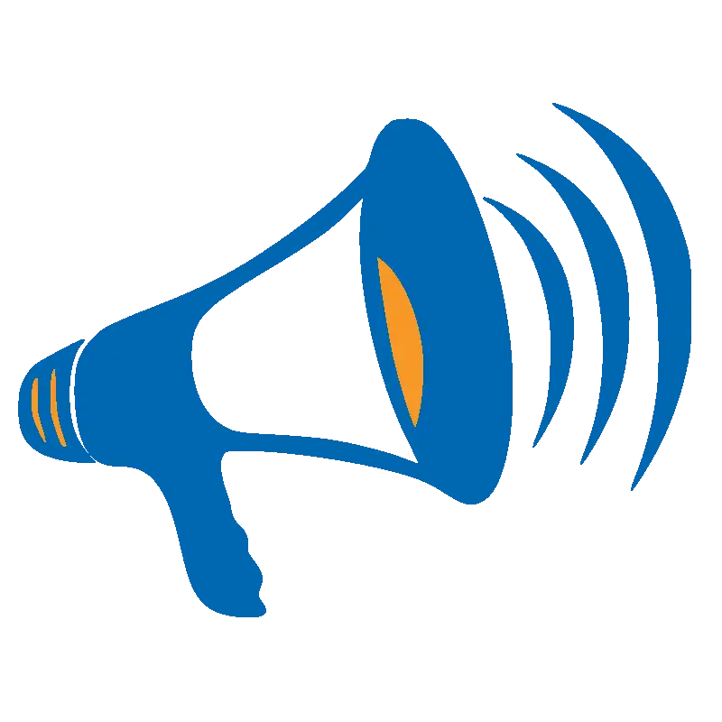 Blue Megaphone Icon for Broadcasting