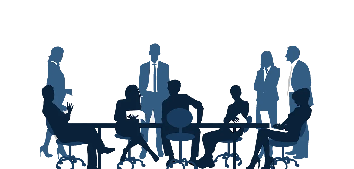 Business Meeting Silhouette with Team Members