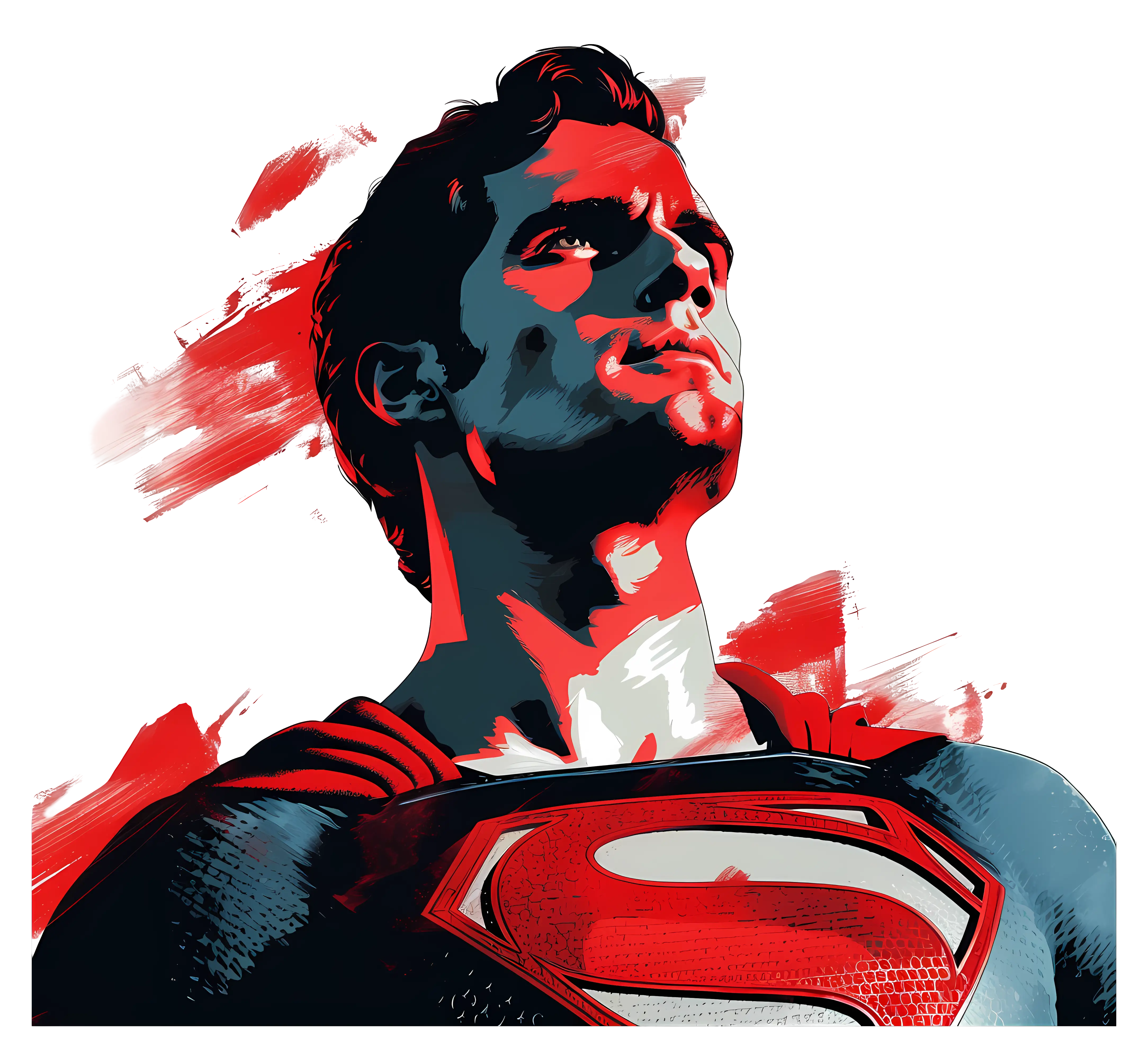 Modern Superhero Illustration in Red and Blue