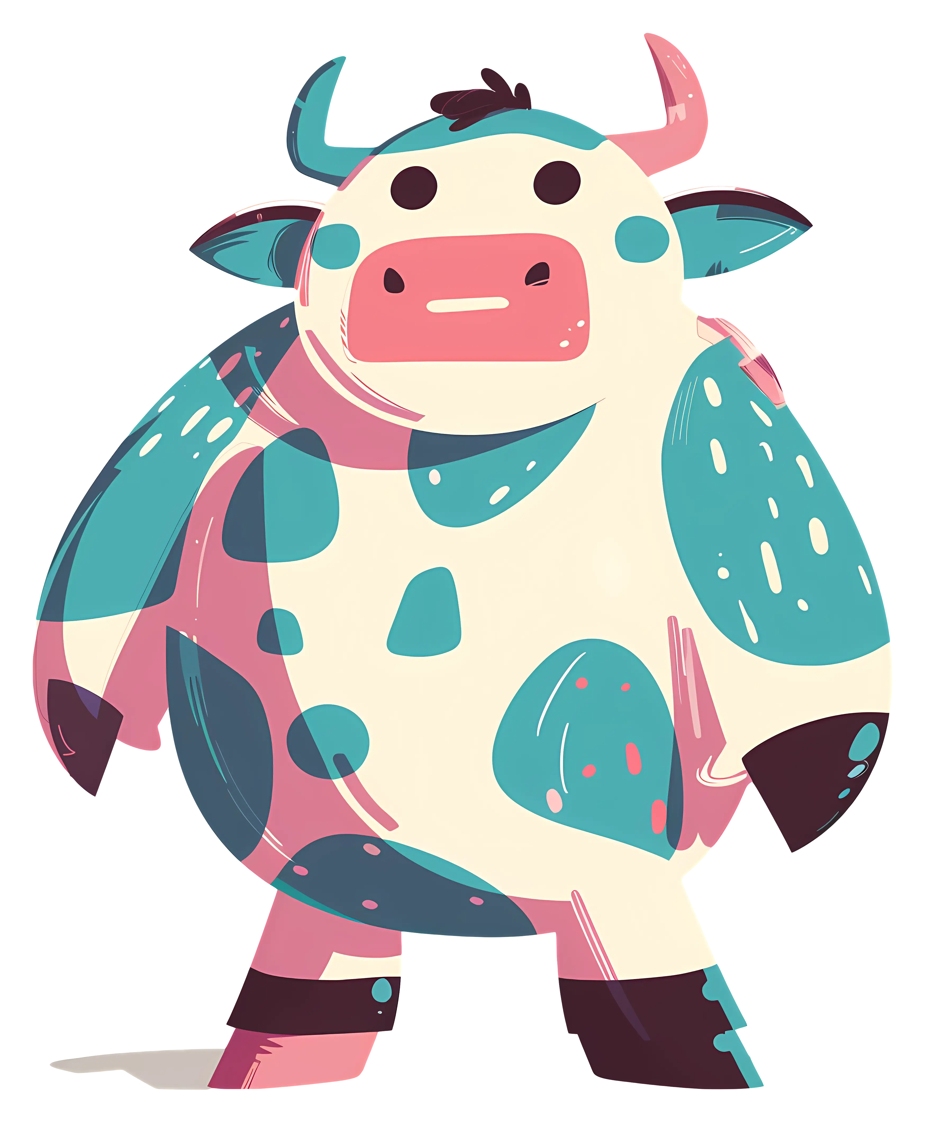 Colorful Cartoon Cow