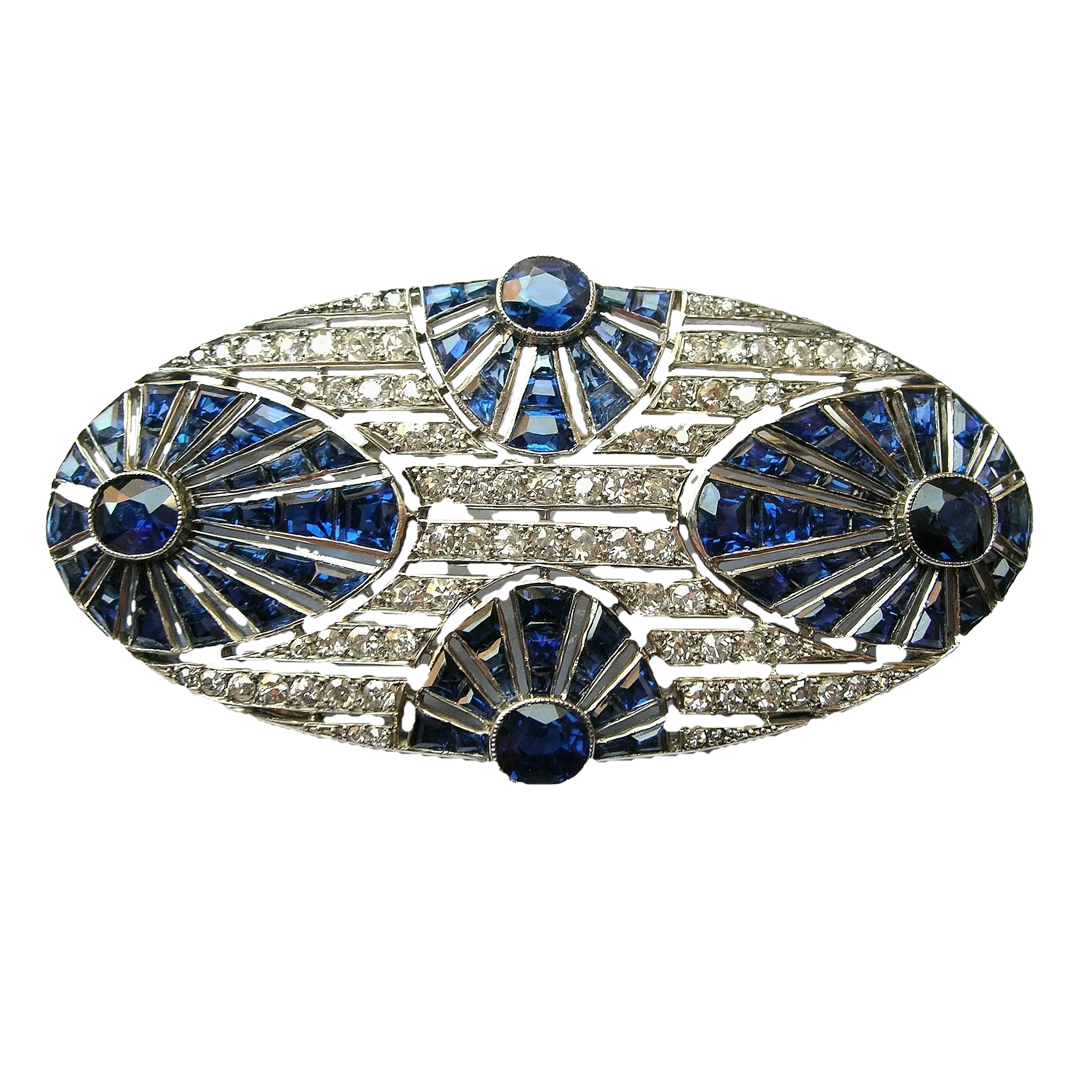 Elegant Brooch with Blue Gemstones
