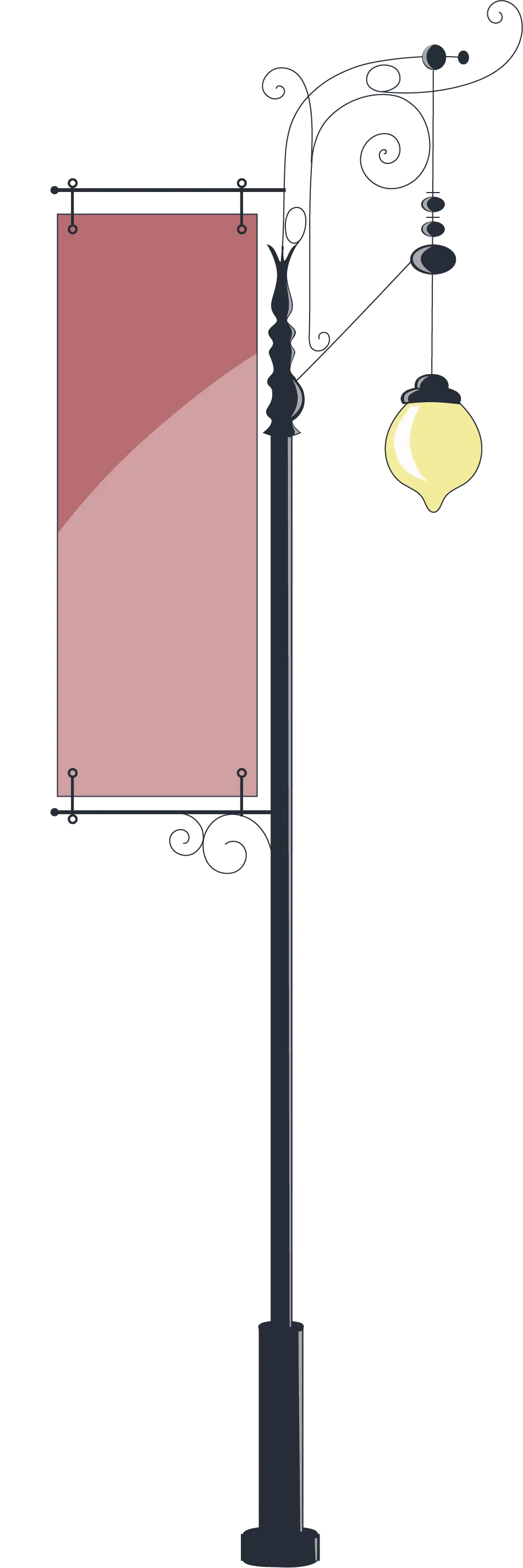 Street Lamp with Light and Banner