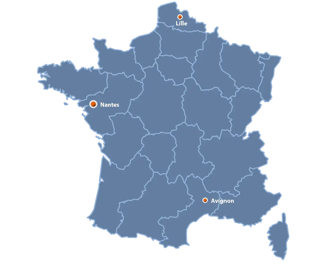 Map of France with Cities Highlighted