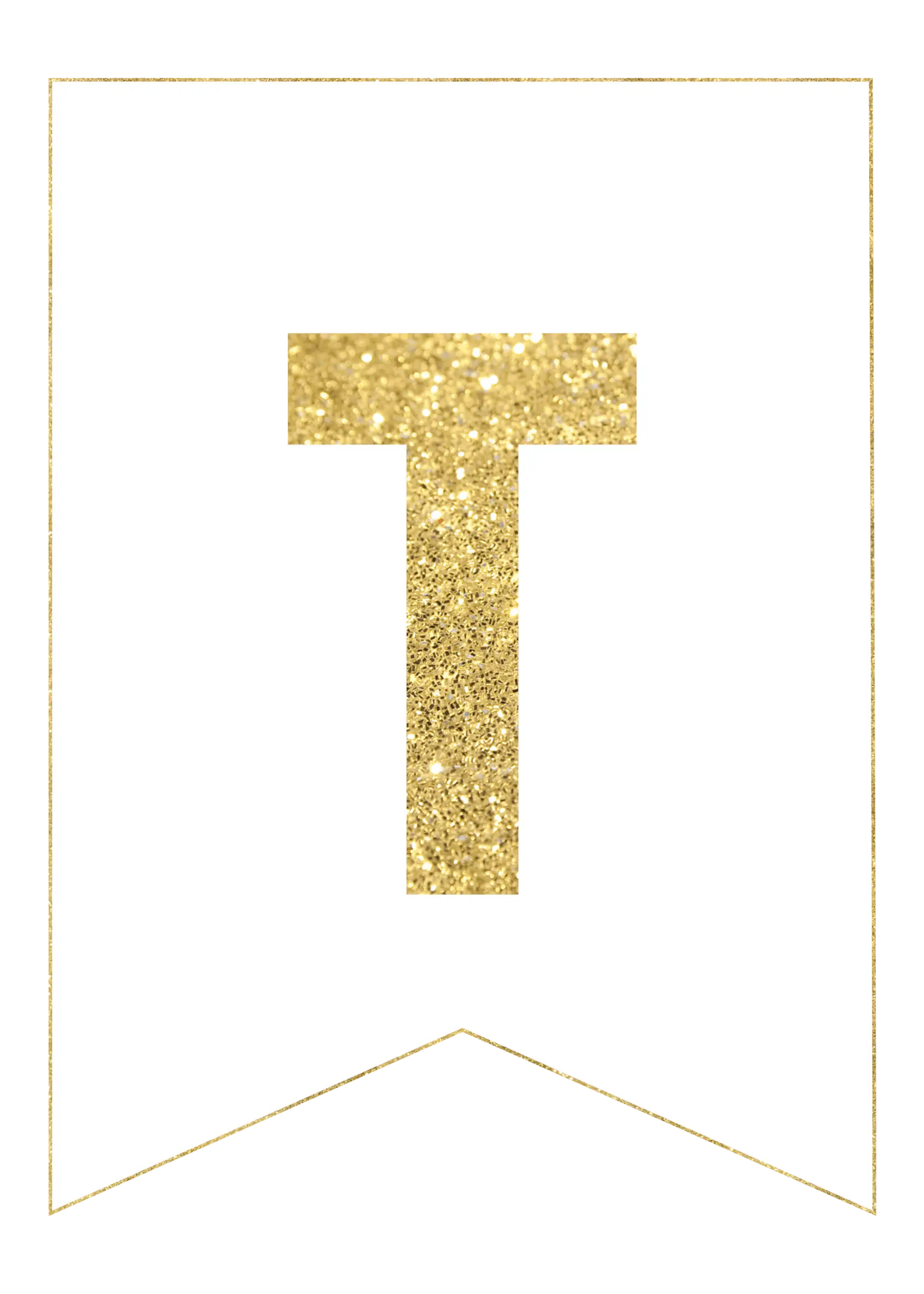 Gold Glitter T Letter Banner