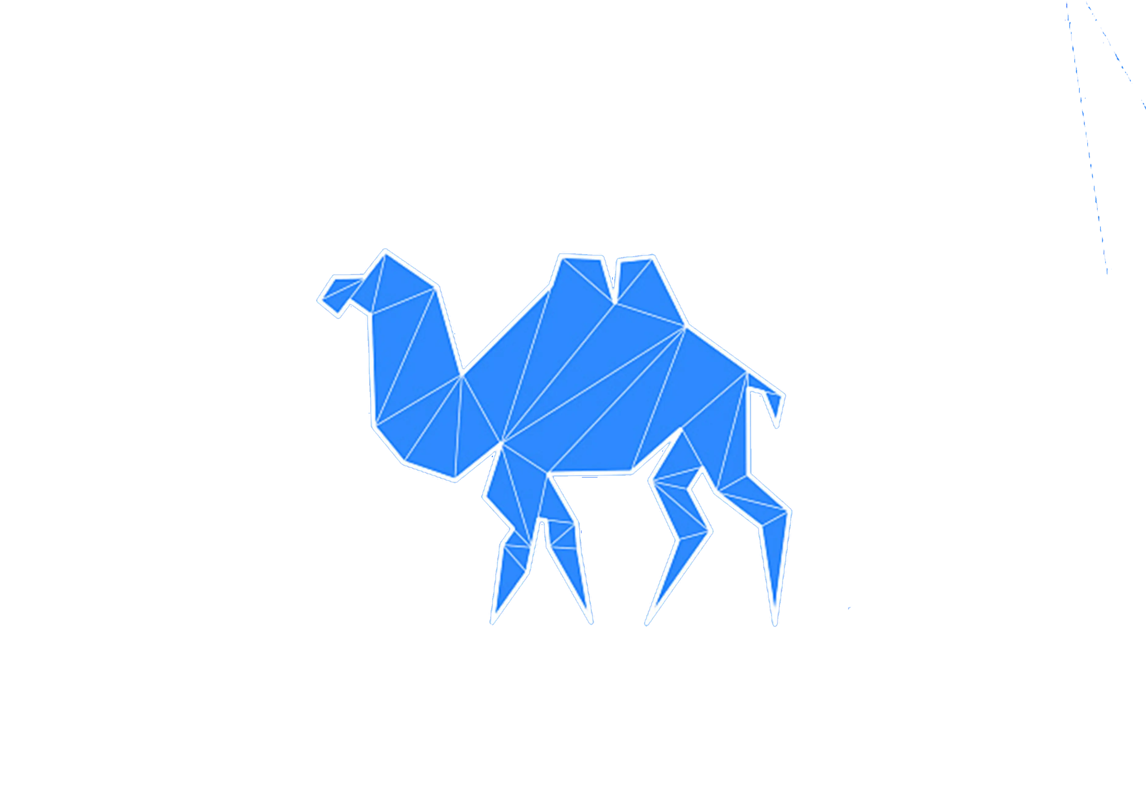 Blue Geometric Camel Illustration