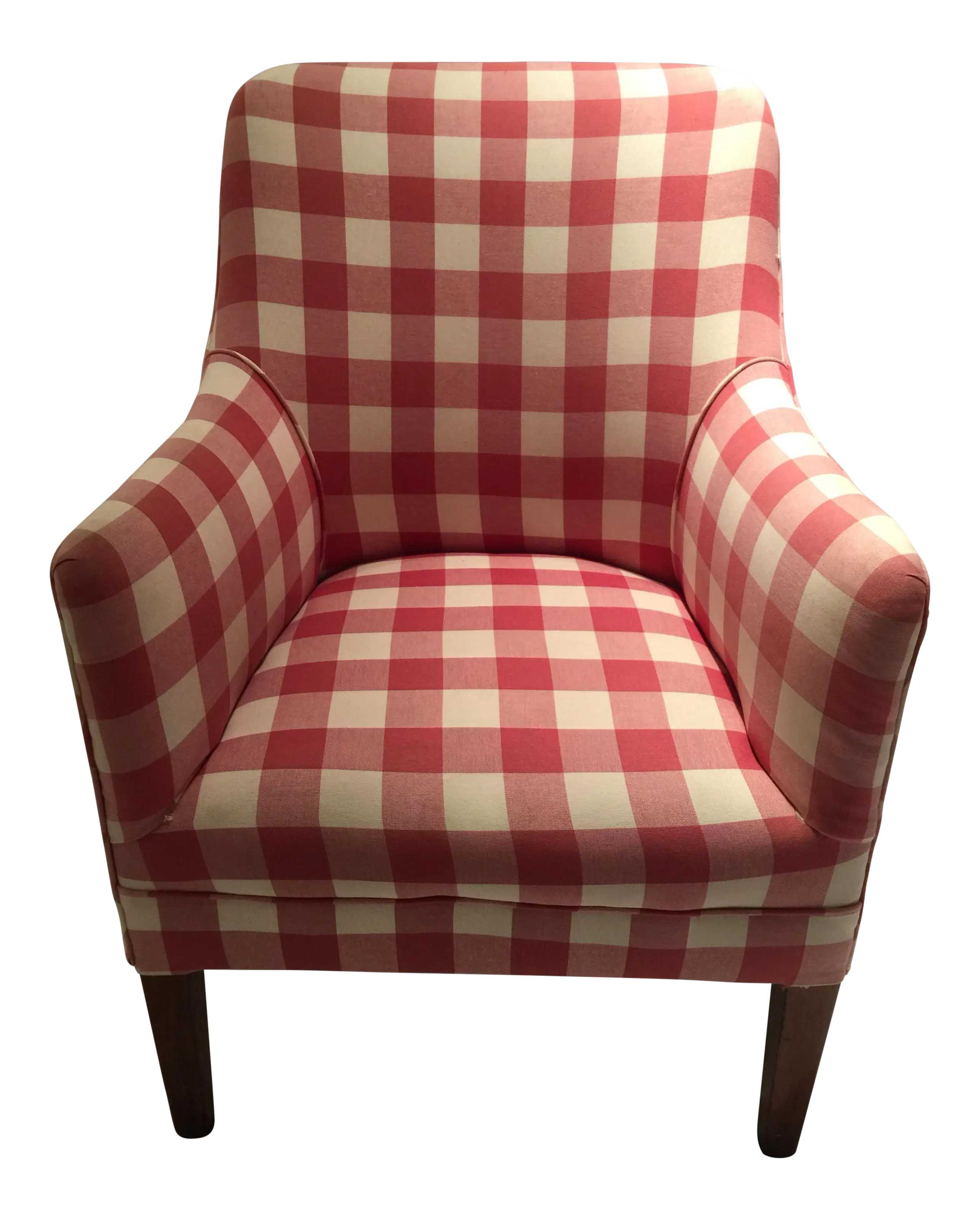 Red and White Checkered Upholstered Chair