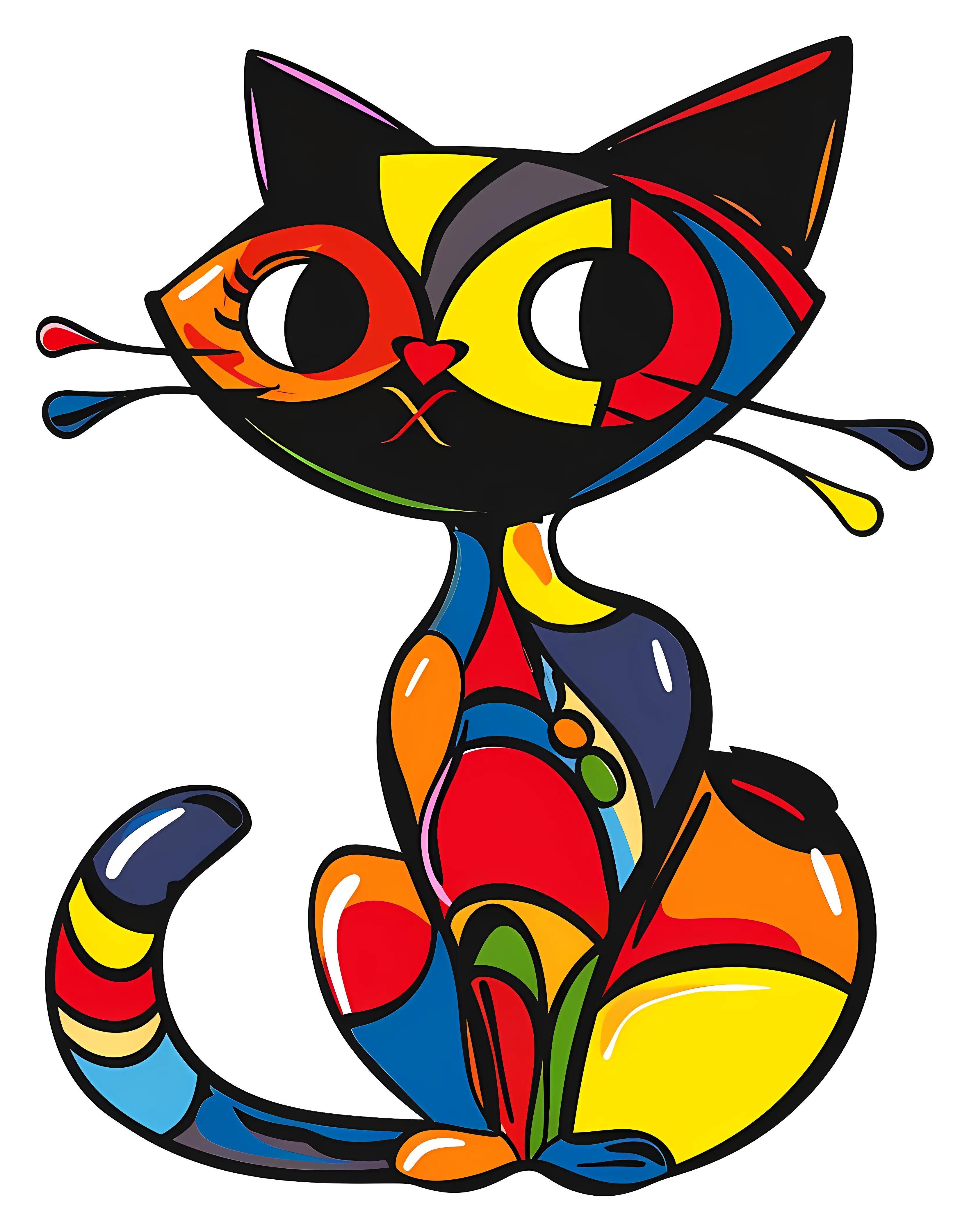 Colorful Abstract Cat Illustration
