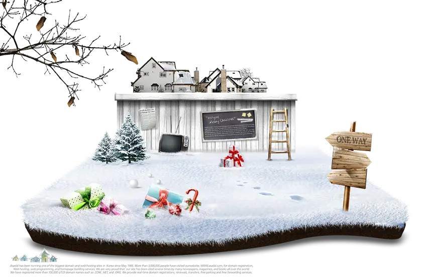 Snowy Winter Scene with Christmas Gifts