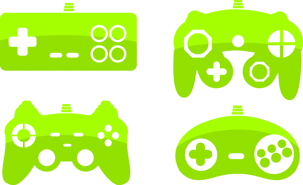 Various Green Game Controllers