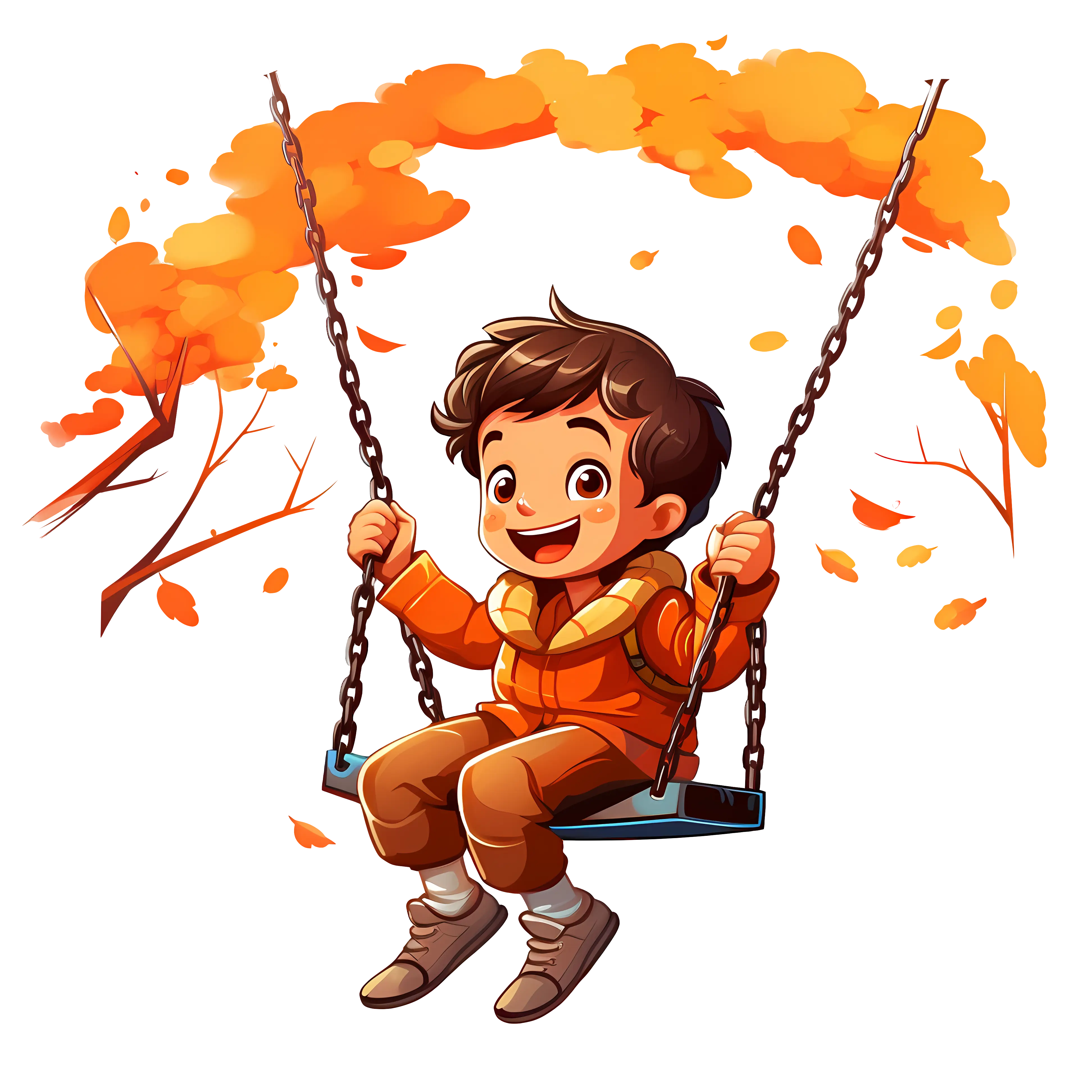 Child on Swing in Autumn
