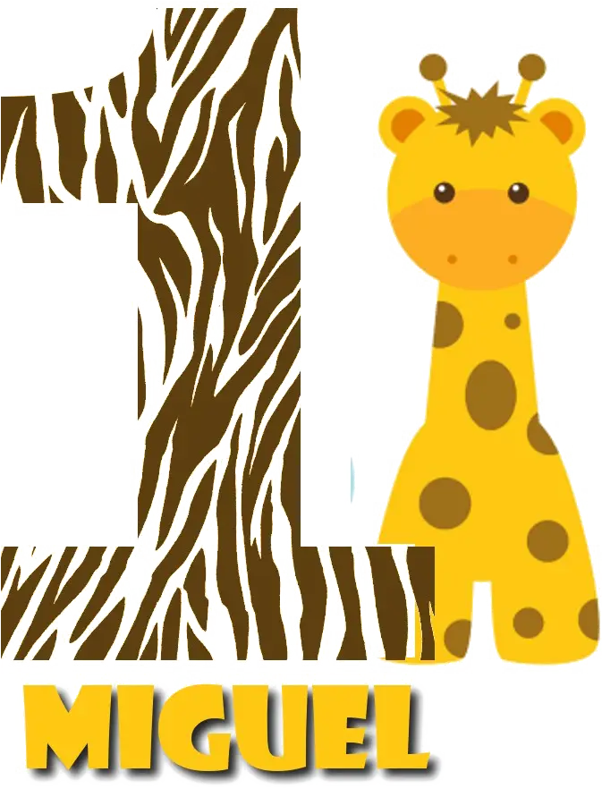 Cute Giraffe with Number One