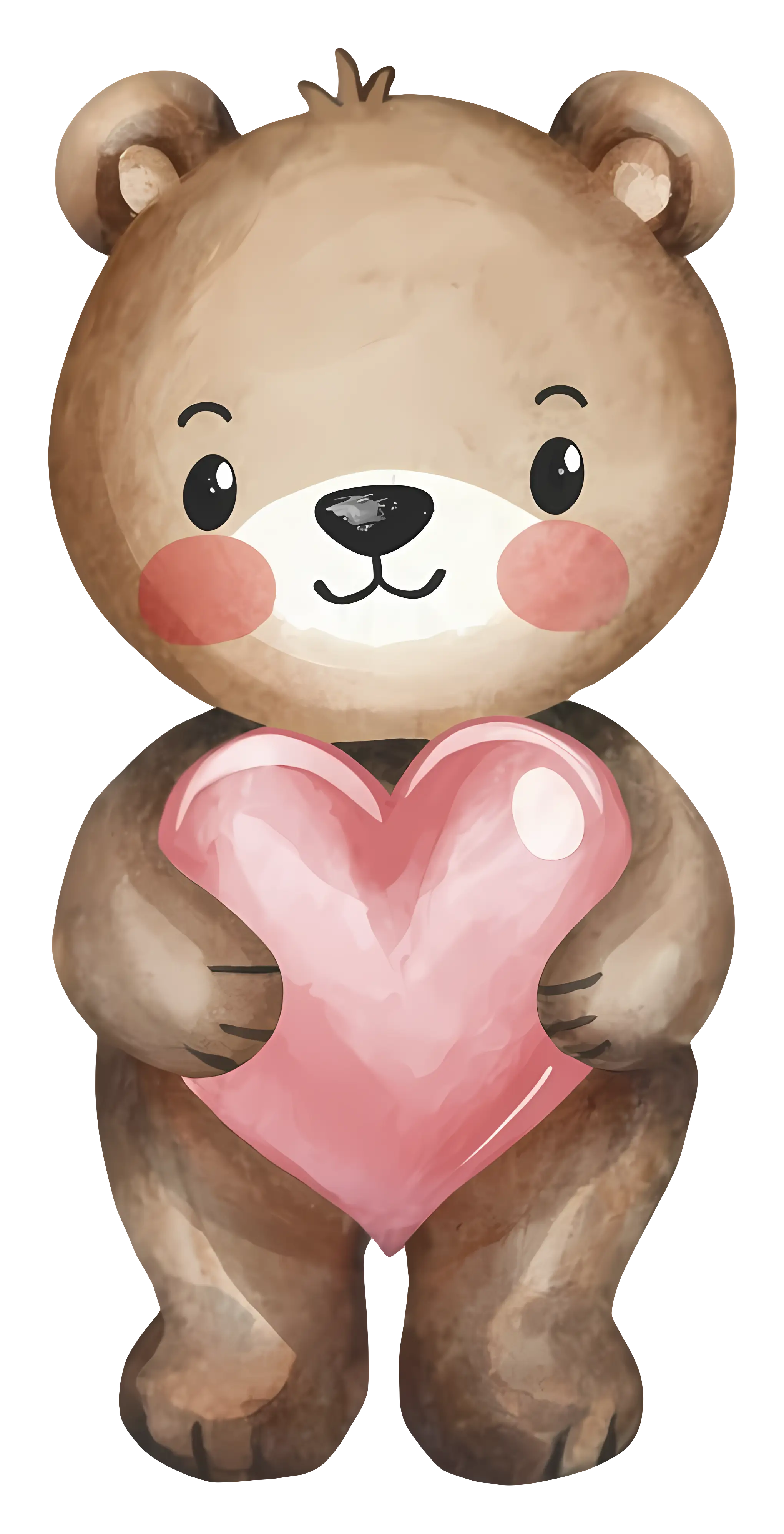 Cute Bear Holding a Pink Heart