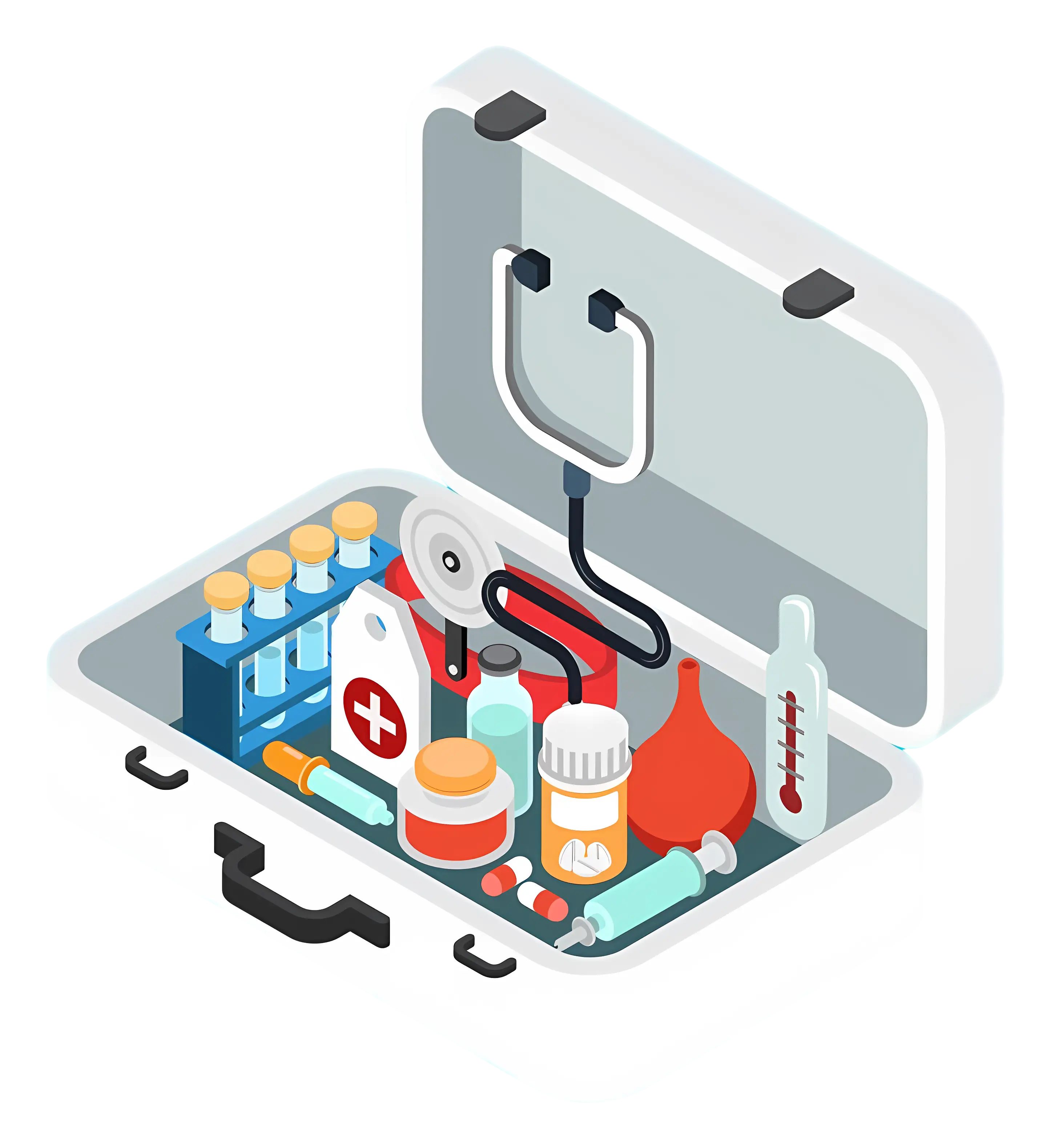 Isometric Medical Kit Illustration