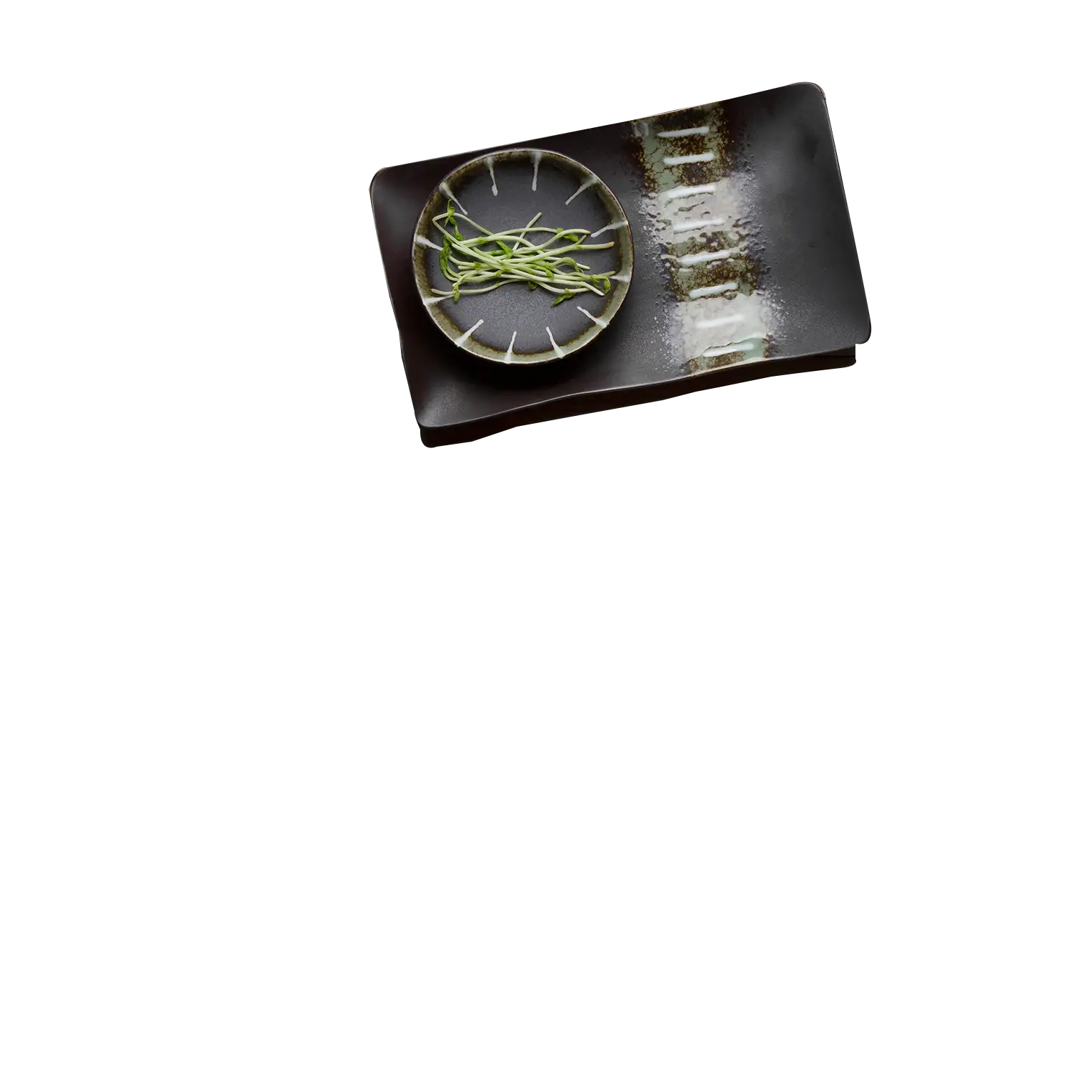 Minimalist Sushi Plate with Green Garnish