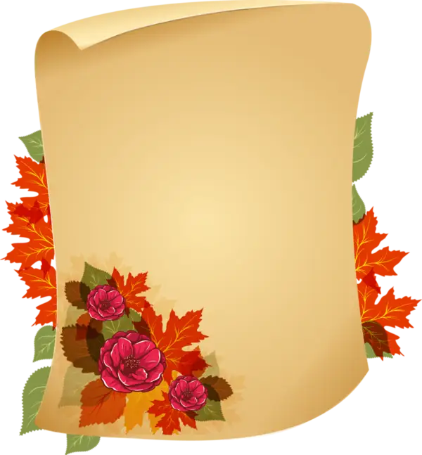 Scroll Paper with Autumn Floral Design